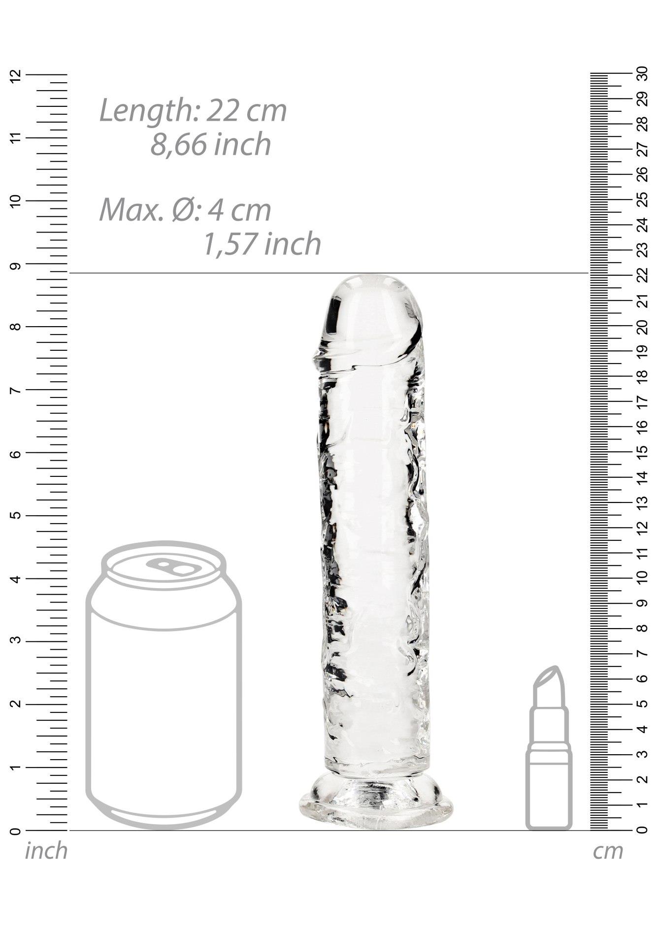 Фаллоимитатор RealRock Crystal Clear 8'', 22 см (прозрачный)
