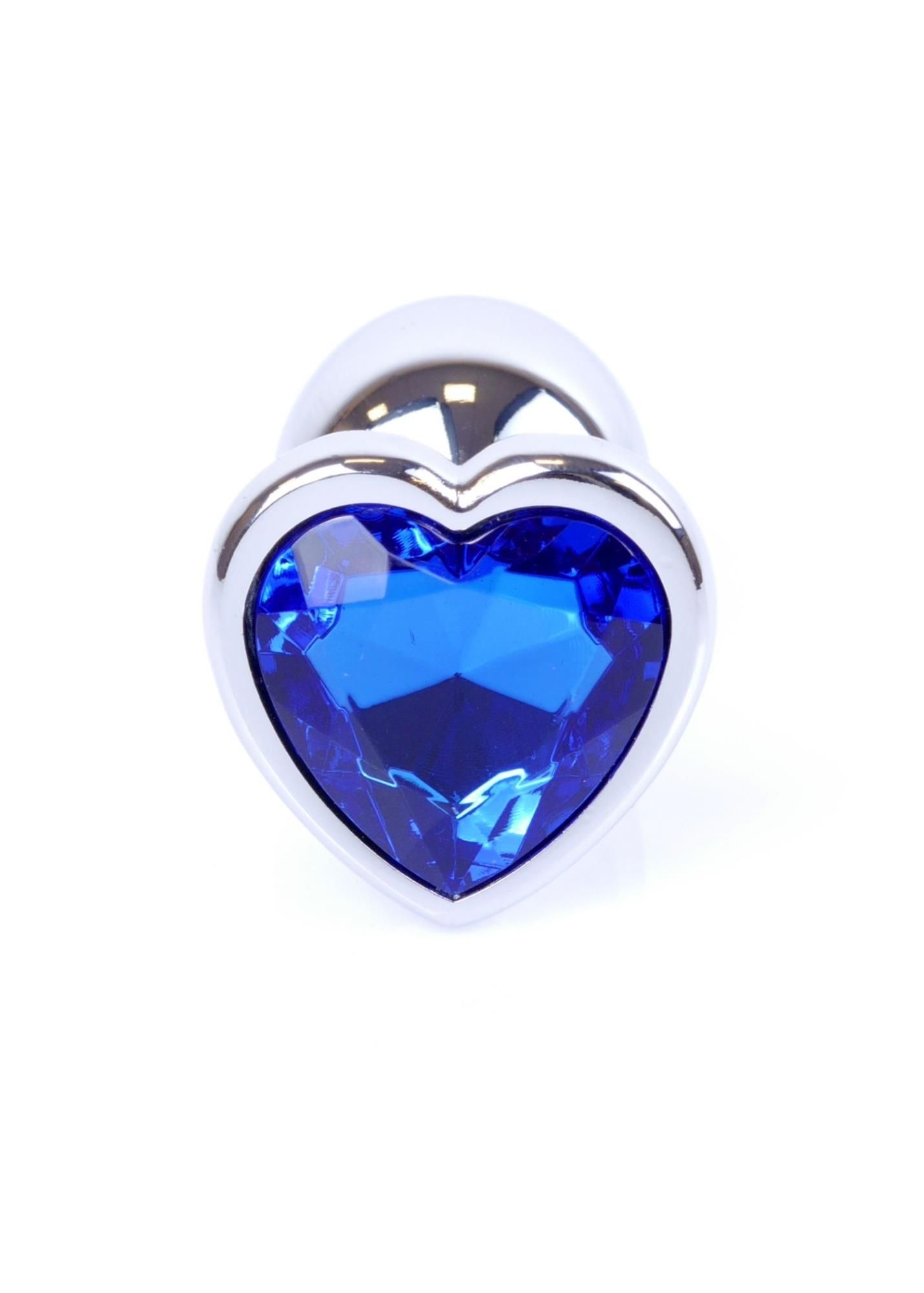 Korek analny B - Series HeavyFun Jewellery Silver Heart, 7 cm (niebieski)