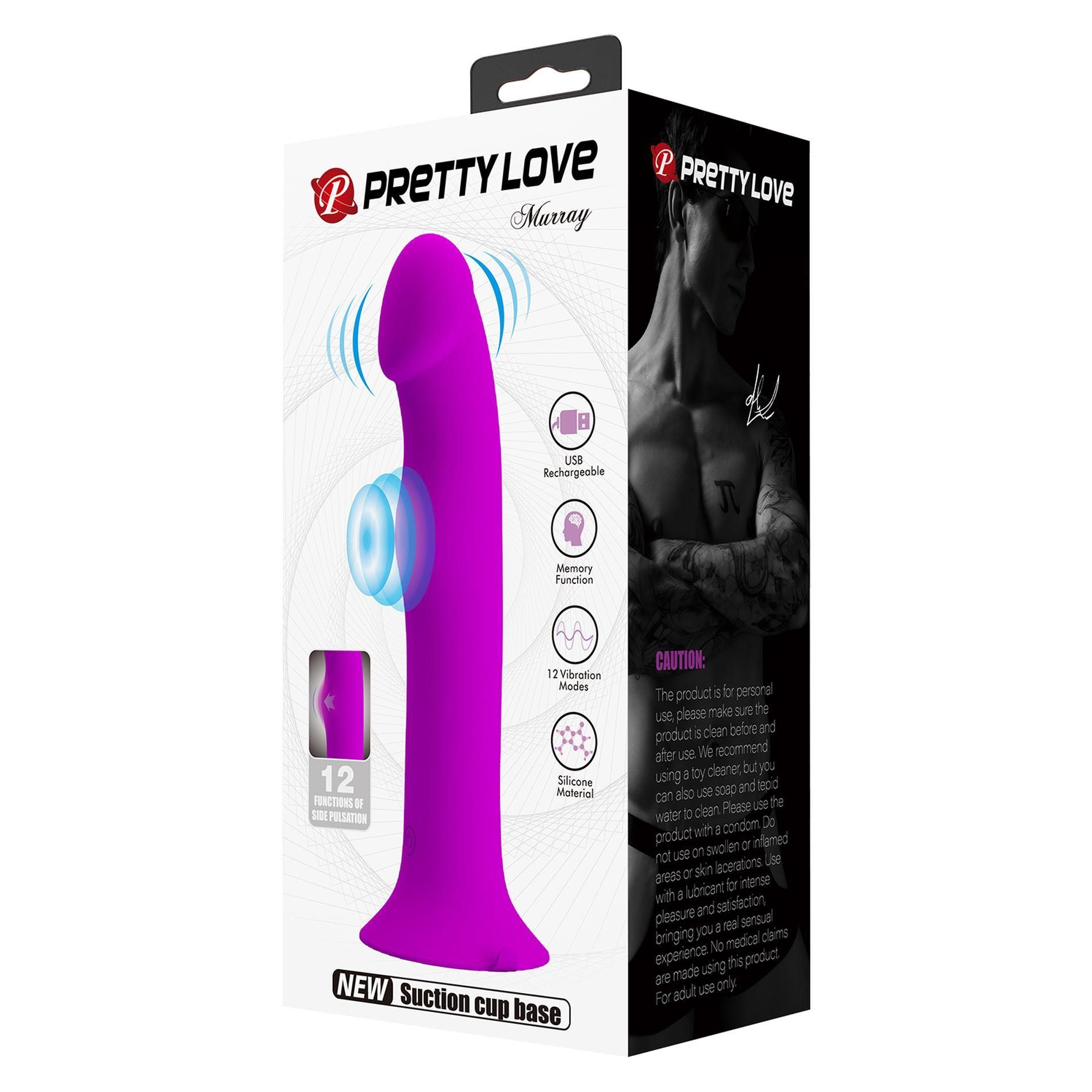 Фалоімітатор Pretty Love Murray Dildo with Vibration, 19 см (фіолетовий)