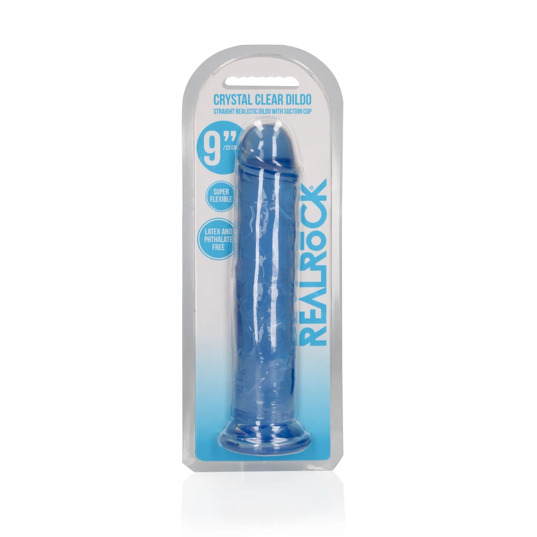 Фаллоимитатор RealRock Crystal Clear 9'', 25 см (голубой)