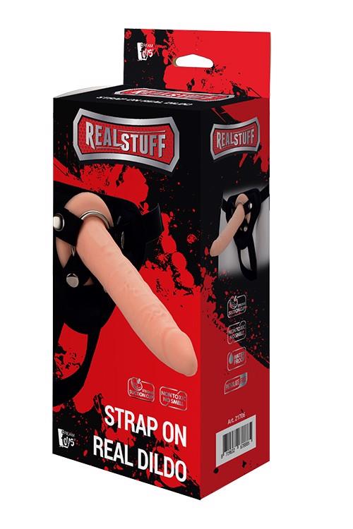 Страпон Dream Toys Realstuff Strap On Real Dildo, 20 см (тілесний)