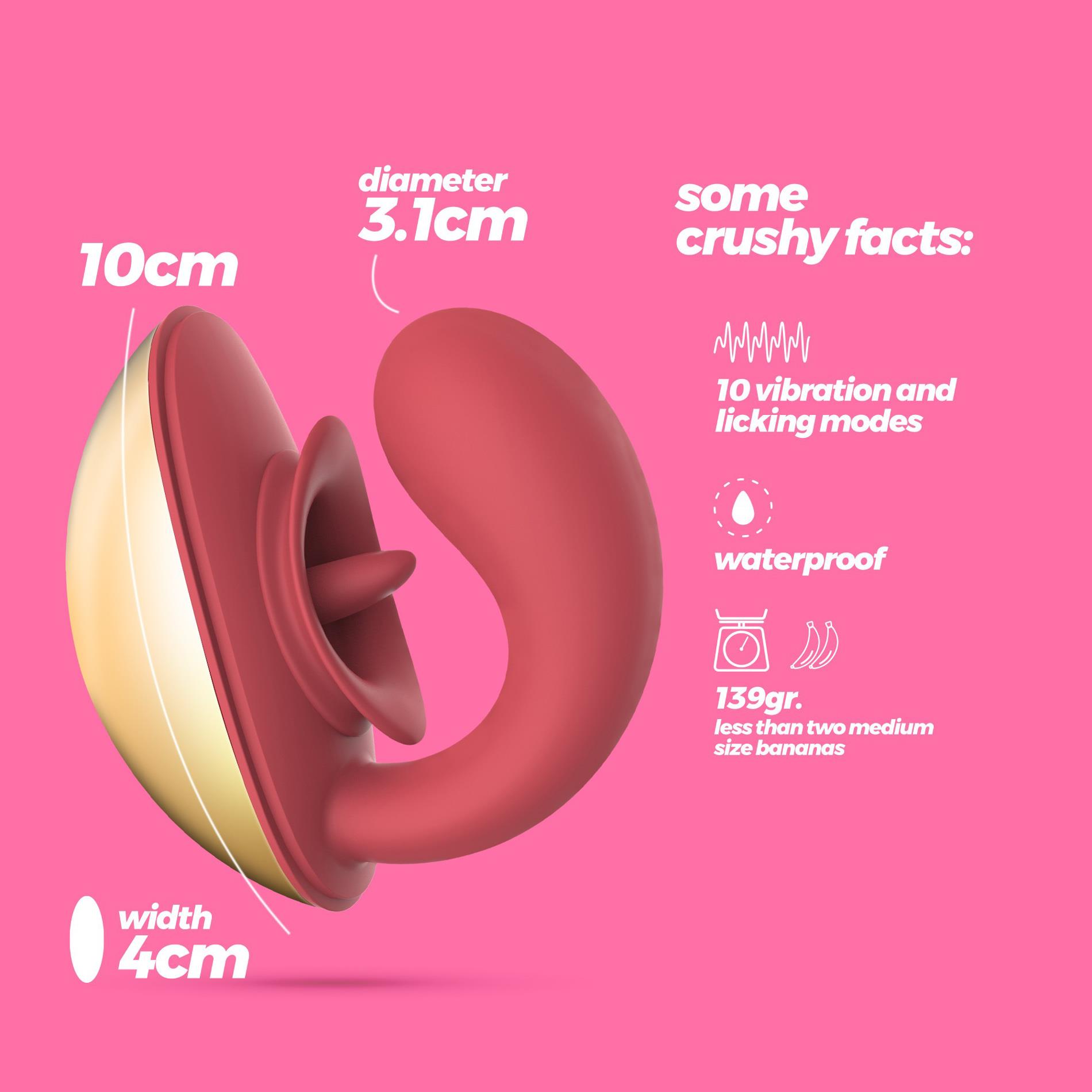 Vibrator Crushious Arcane, 10 cm (czerwony)