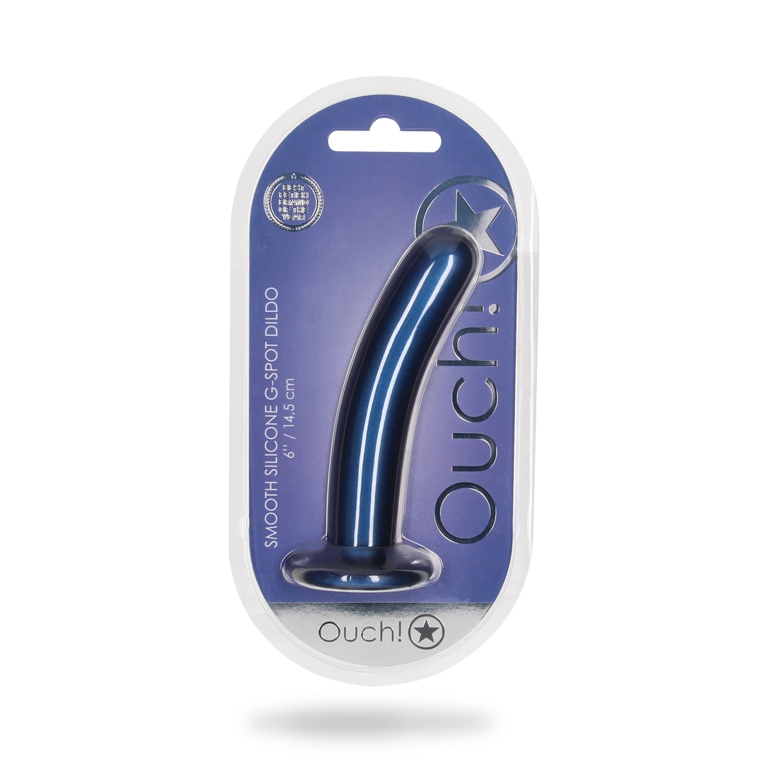 Фаллоимитатор Ouch! Smooth G-Spot Dildo 6'', 15 см (синий)