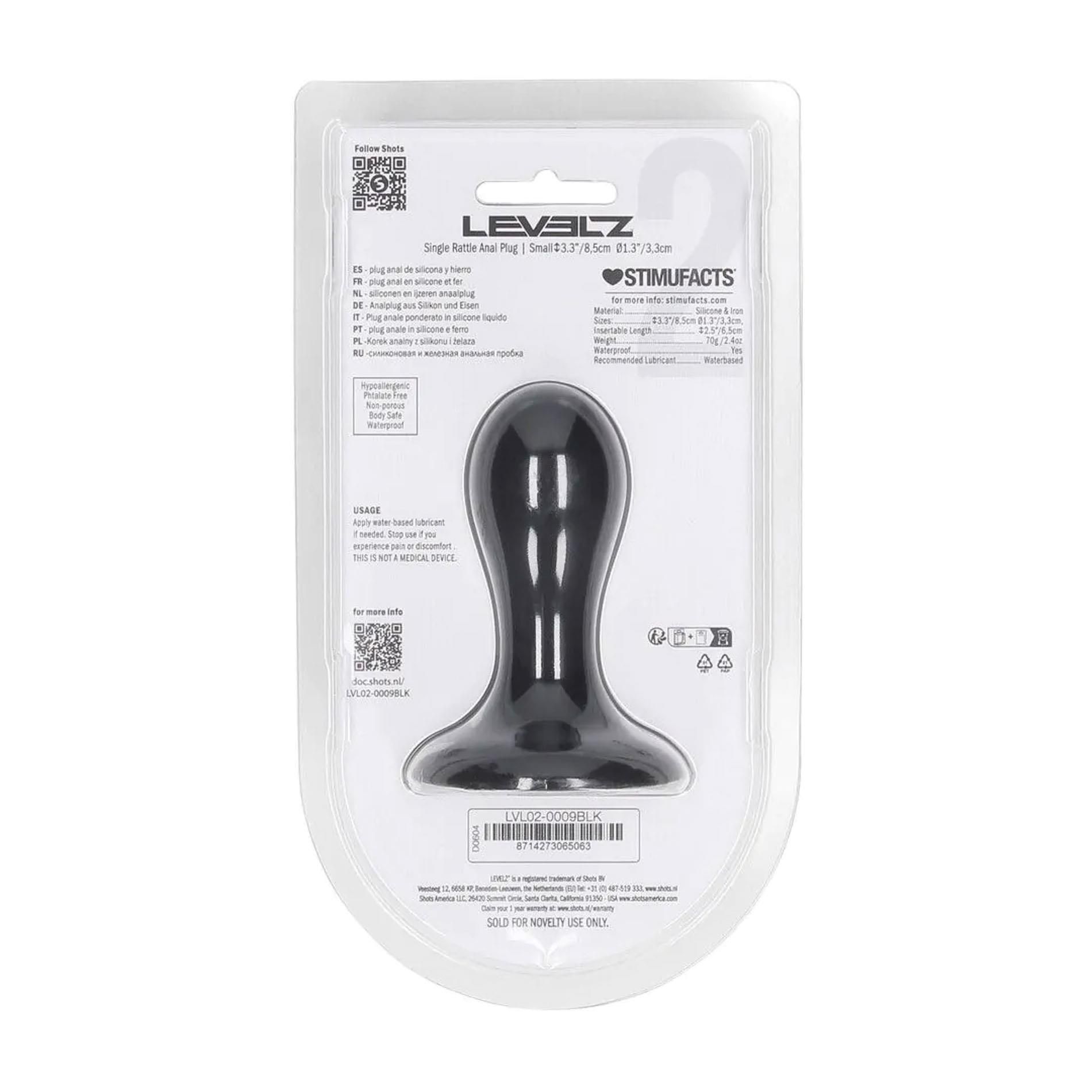 Korek analny Levelz Single Rattle Liquid, 8.5 cm (czarny)