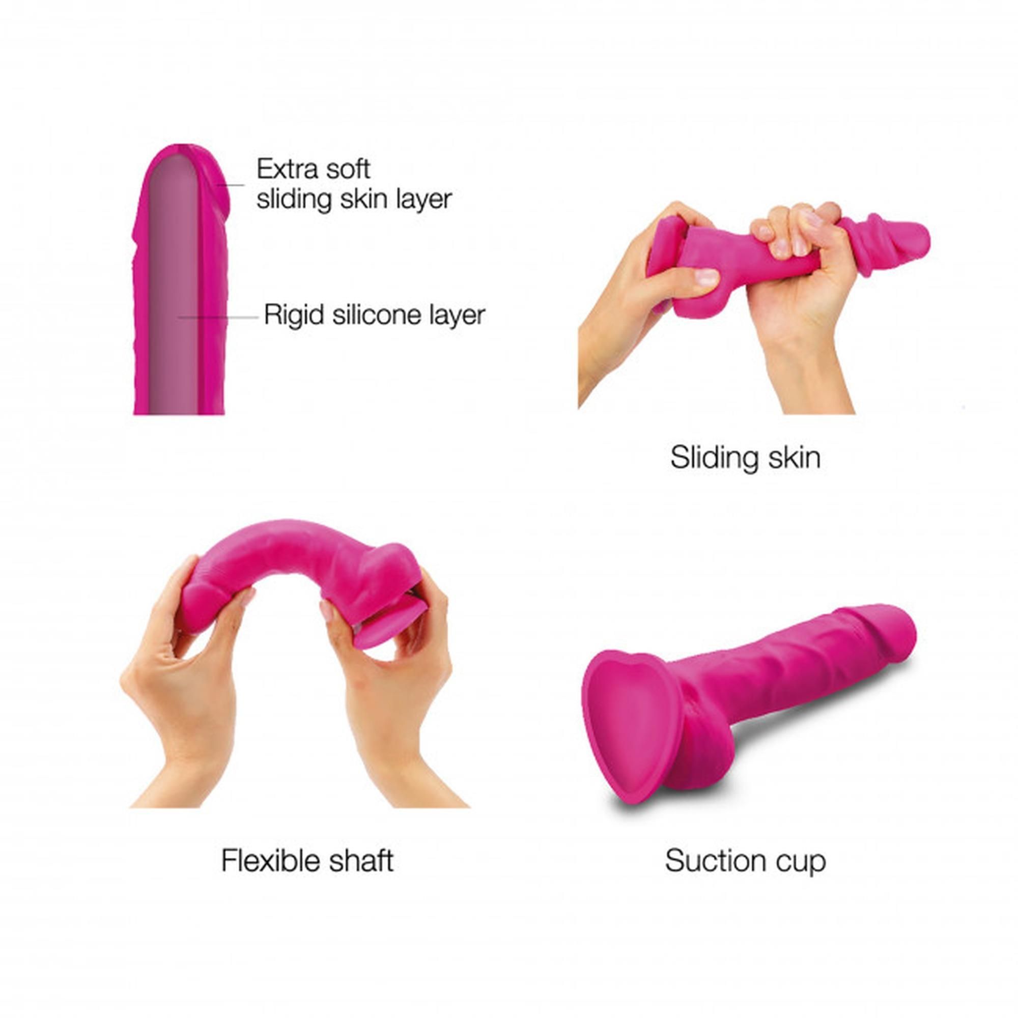 Фалоімітатор Strap-On-Me Sliding Skin Realistic L, 14,2 см (фуксія)