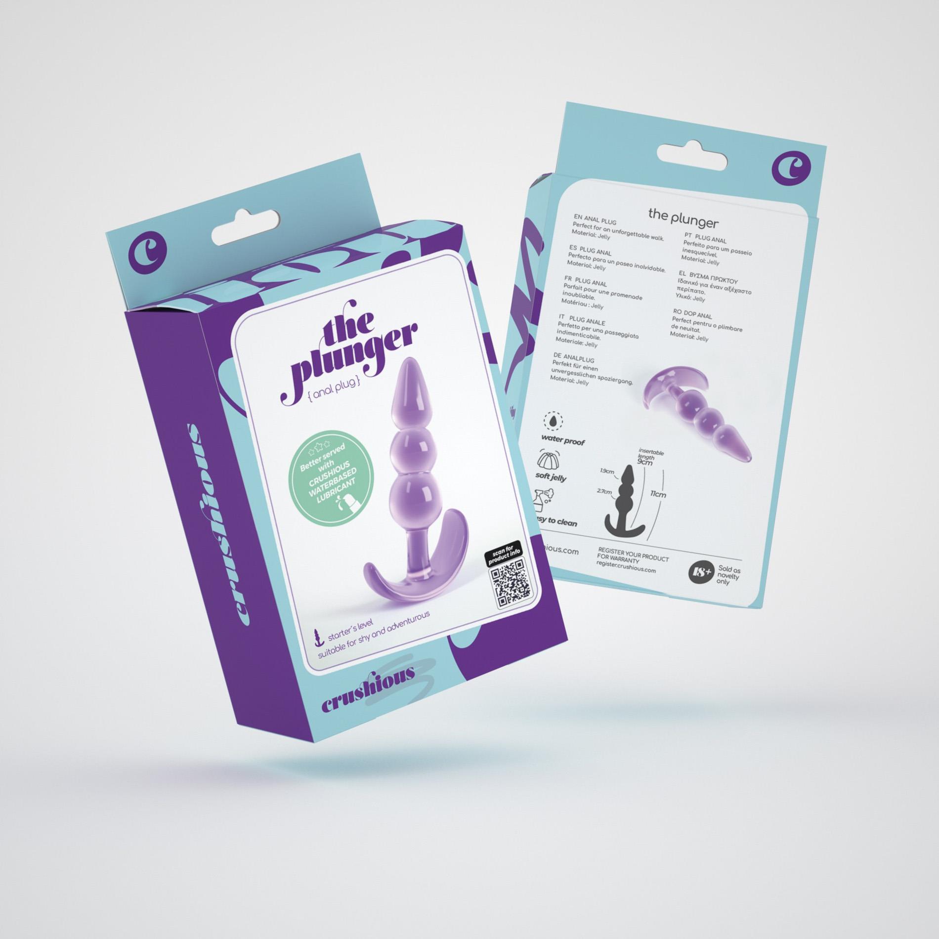 Korek analny Crushious The Plunger Anal, 11 cm (fioletowy)