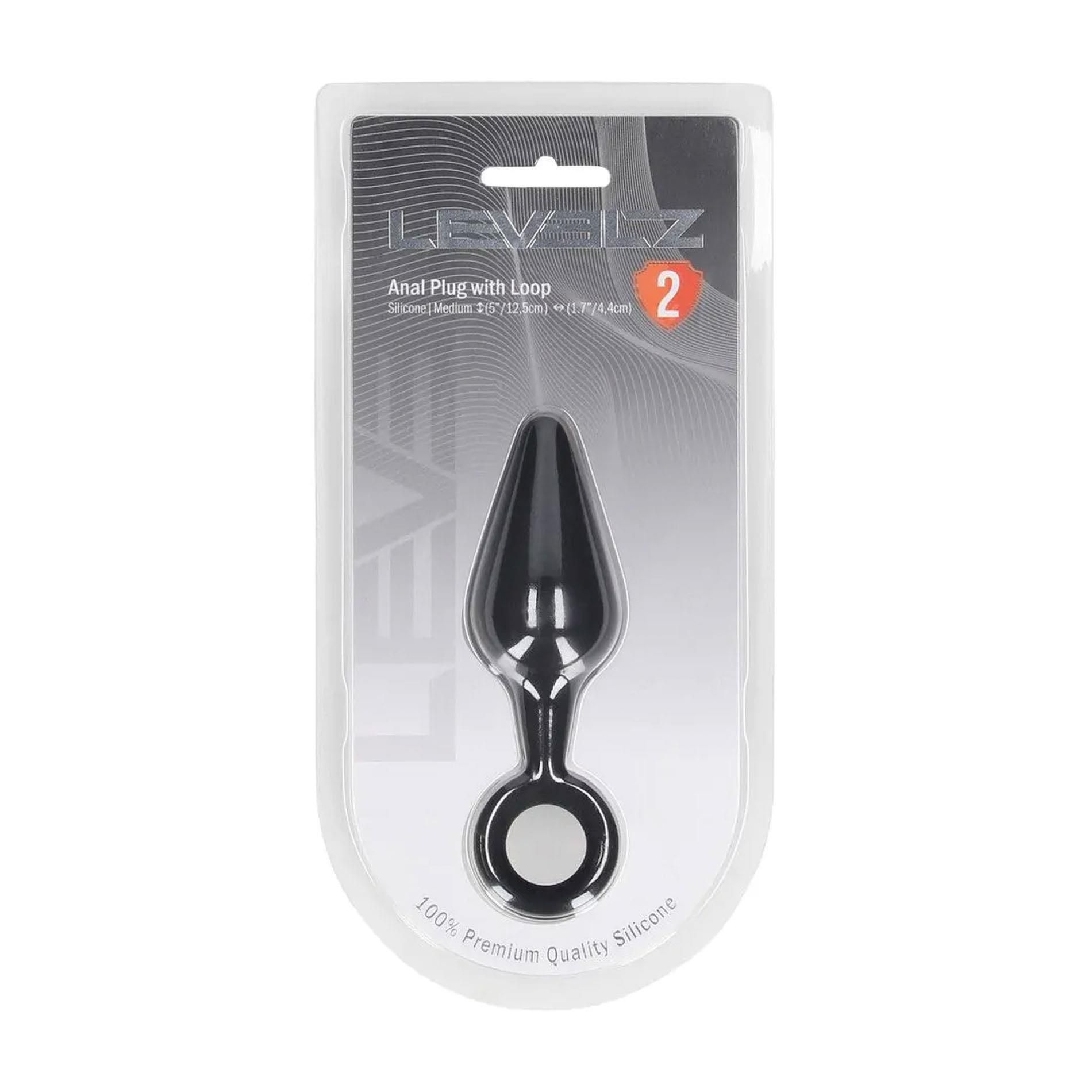 Korek analny Levelz Anal Plug with Loop M, 11.7 cm (czarny)