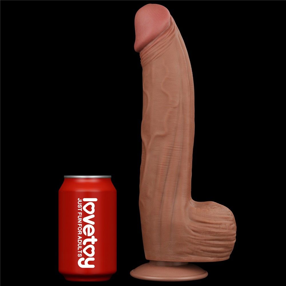 Dildo LoveToy Sliding-Skin Dual Layer Dong King Sized, 31 cm (brązowy)