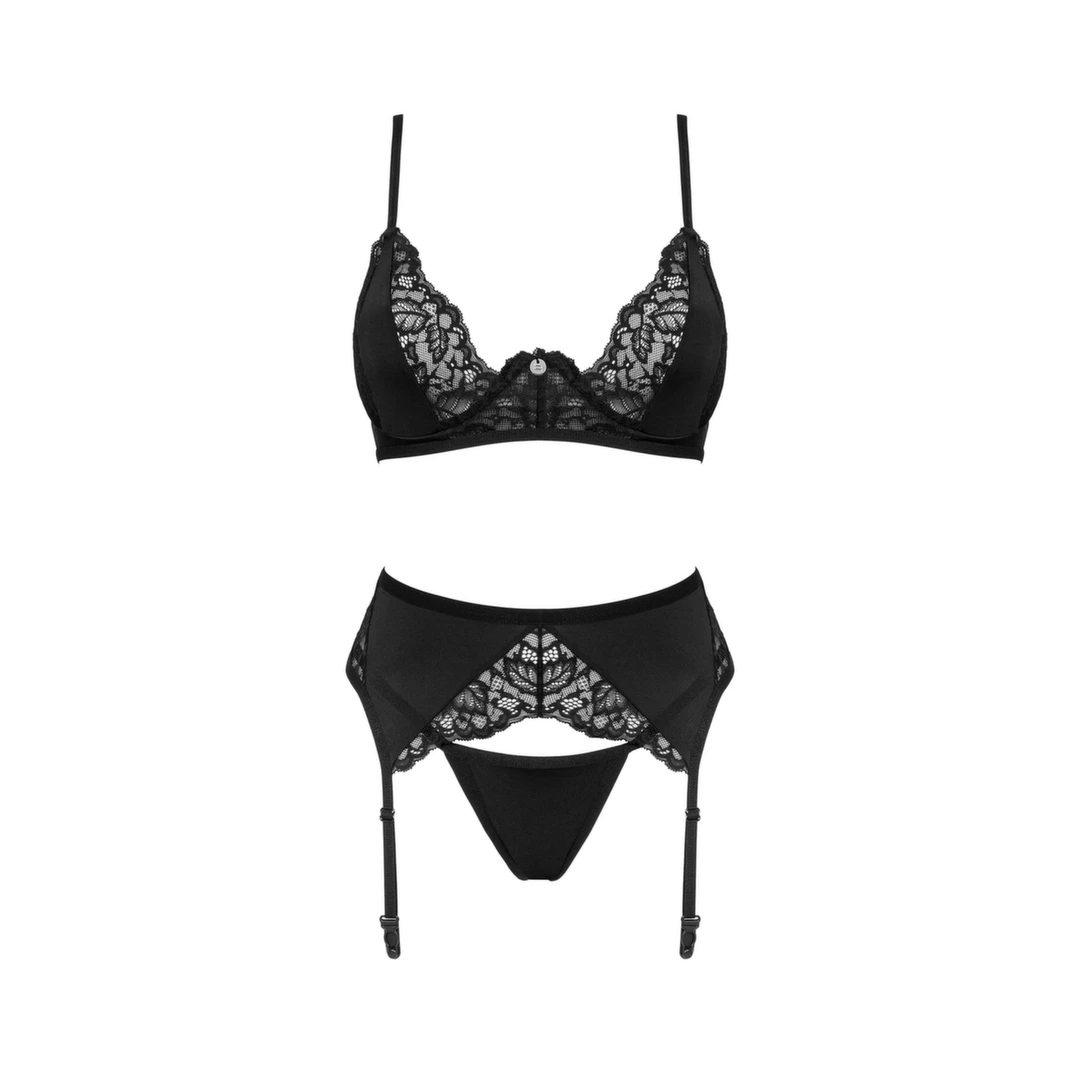 Комплект белья Obsessive Bellastia, XS/S (черный)