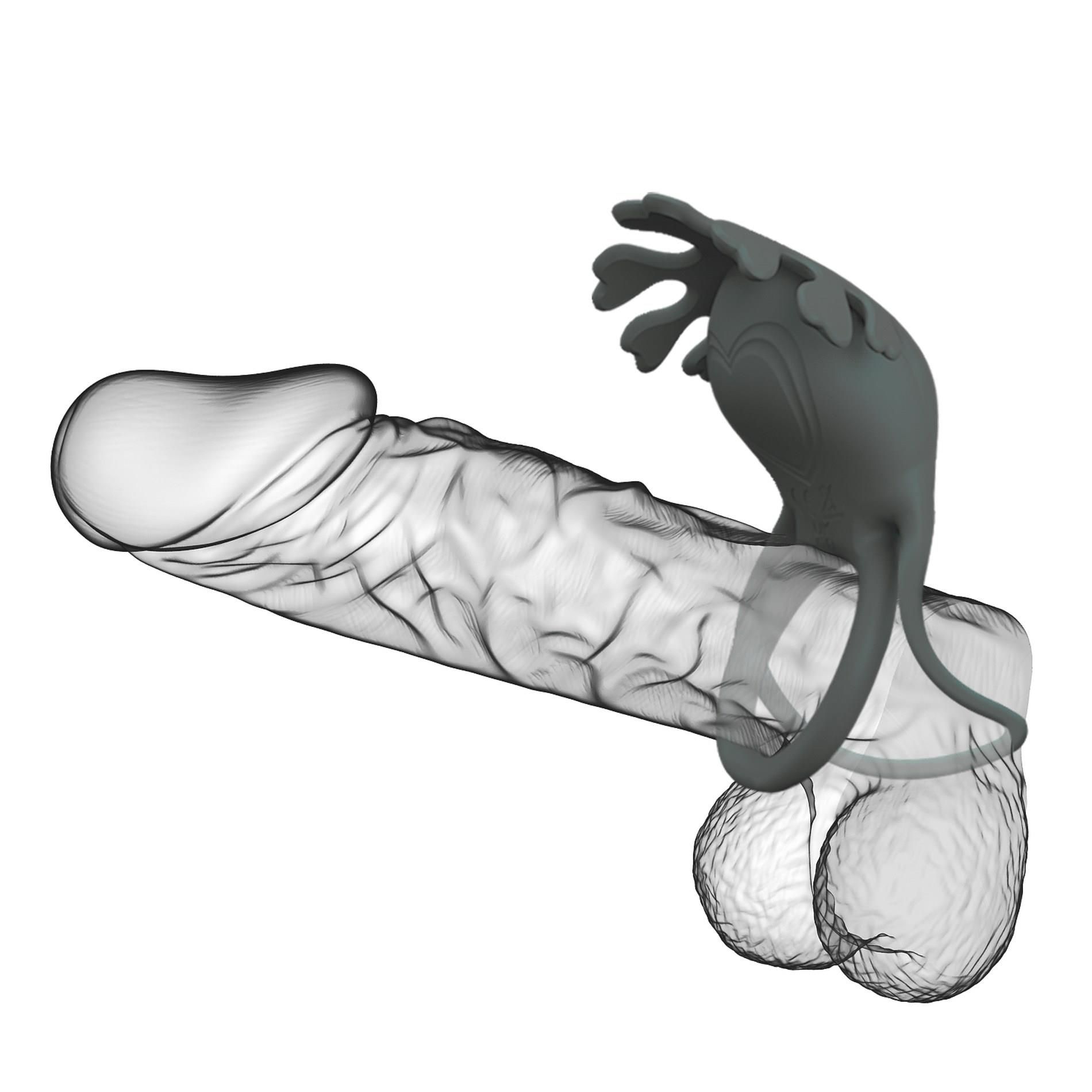 Эрекционное кольцо Pretty Love Vibrant Penis Ring Ruben, 8.5 см (серый)