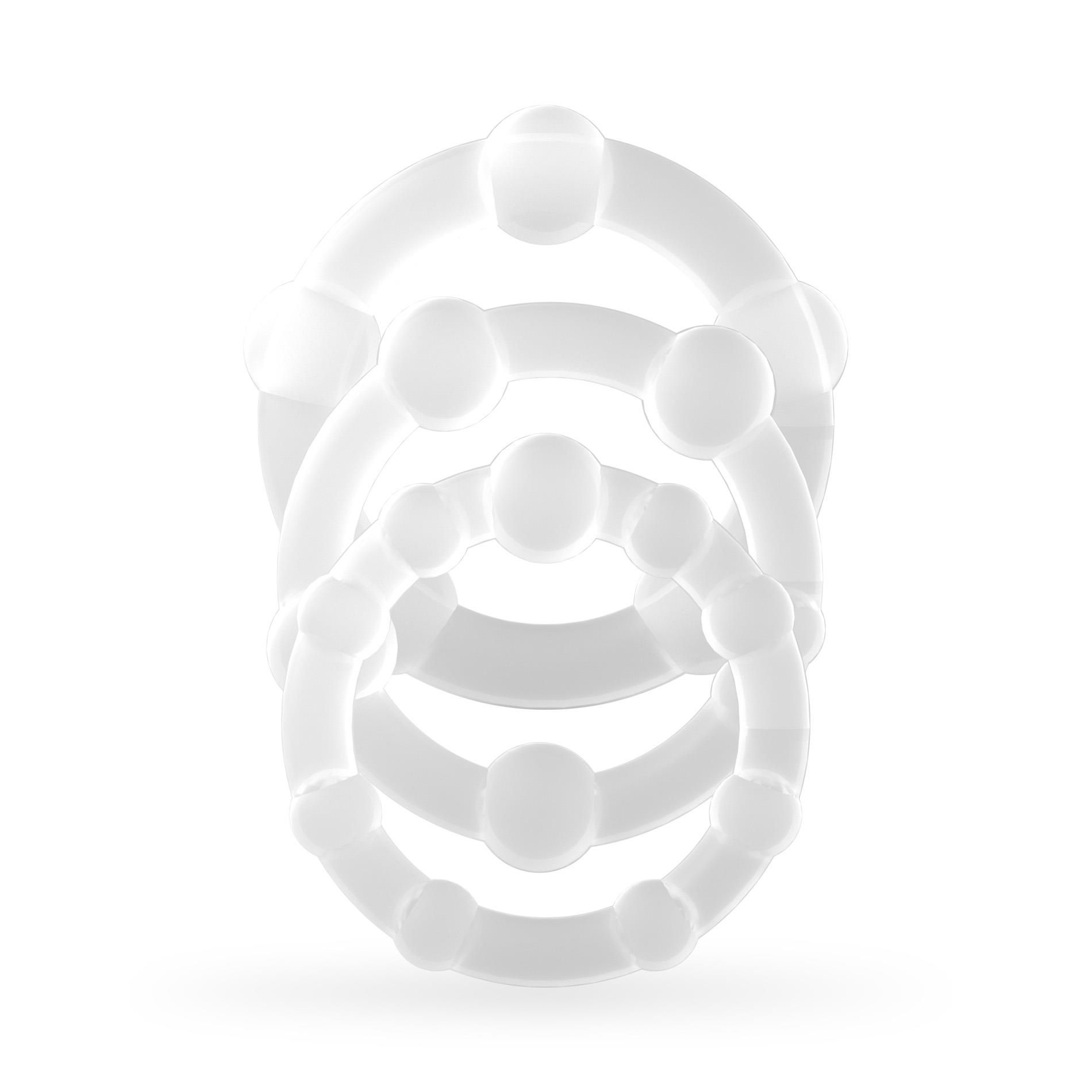 Набор эрекционных колец Crushious Triple Bead, 3 шт (прозрачный)