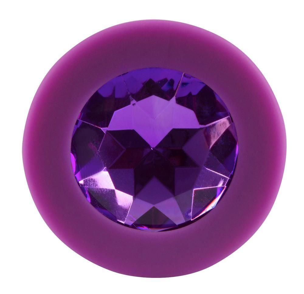 Анальна пробка з кристалом Colorful Joy Jewel Medium, 8 см (фіолетовий)