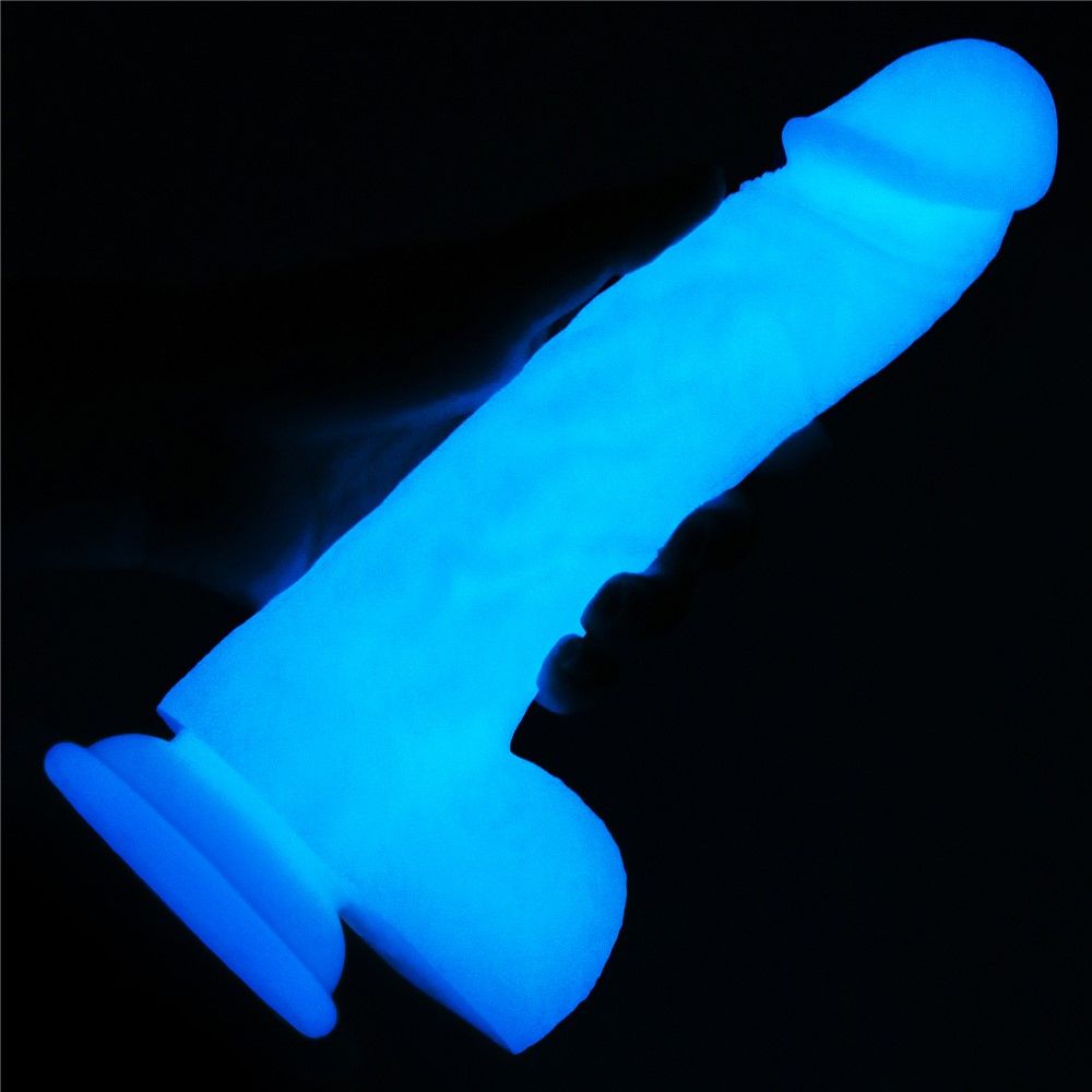 Неоновый фаллоимитатор LoveToy Lumino Play, 20,9 см (голубой)