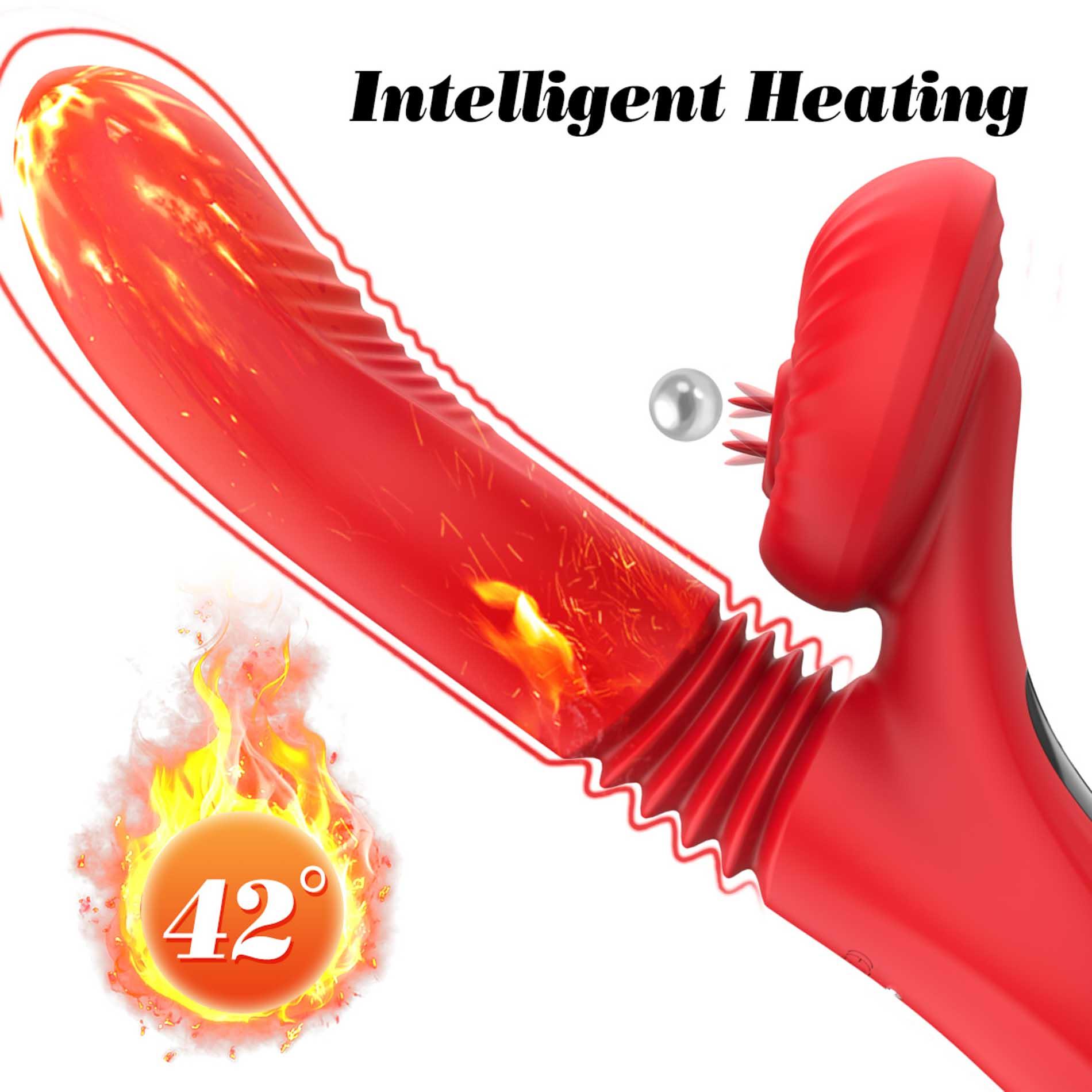 Вибратор B - Series Fox Thrusting and Heating, 24 см (красный)