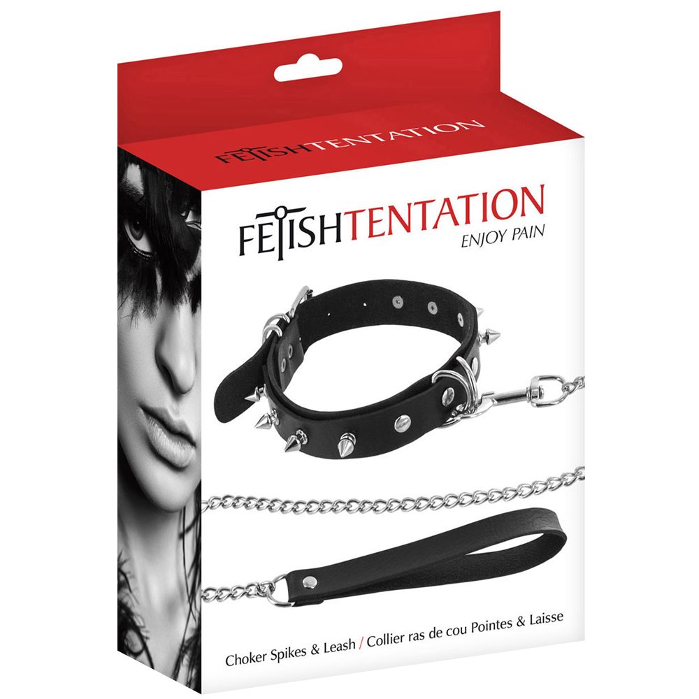 Ошейник с поводком Fetish Tentation (черный)