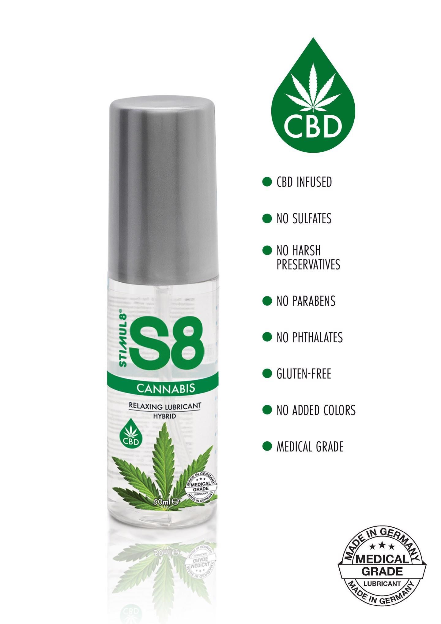 Luubrykant na bazie hybrydowej Stimul8 S8 Hybrid Cannabis Lube, 50 ml
