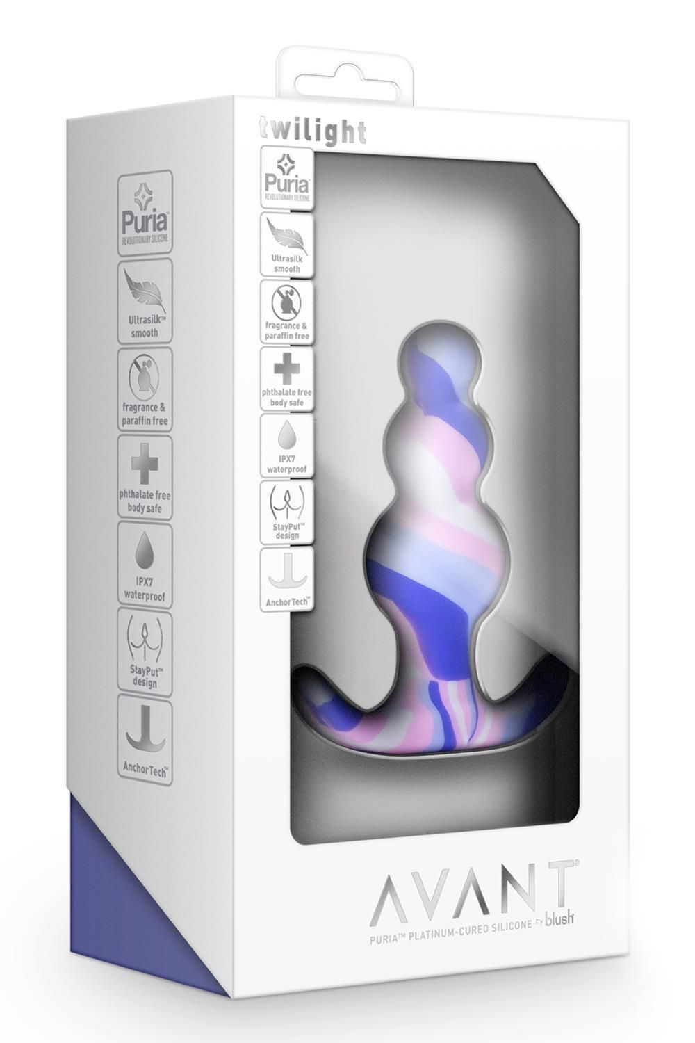 Korek analny Blush Avant Twilight, 7,6 cm (niebieski)