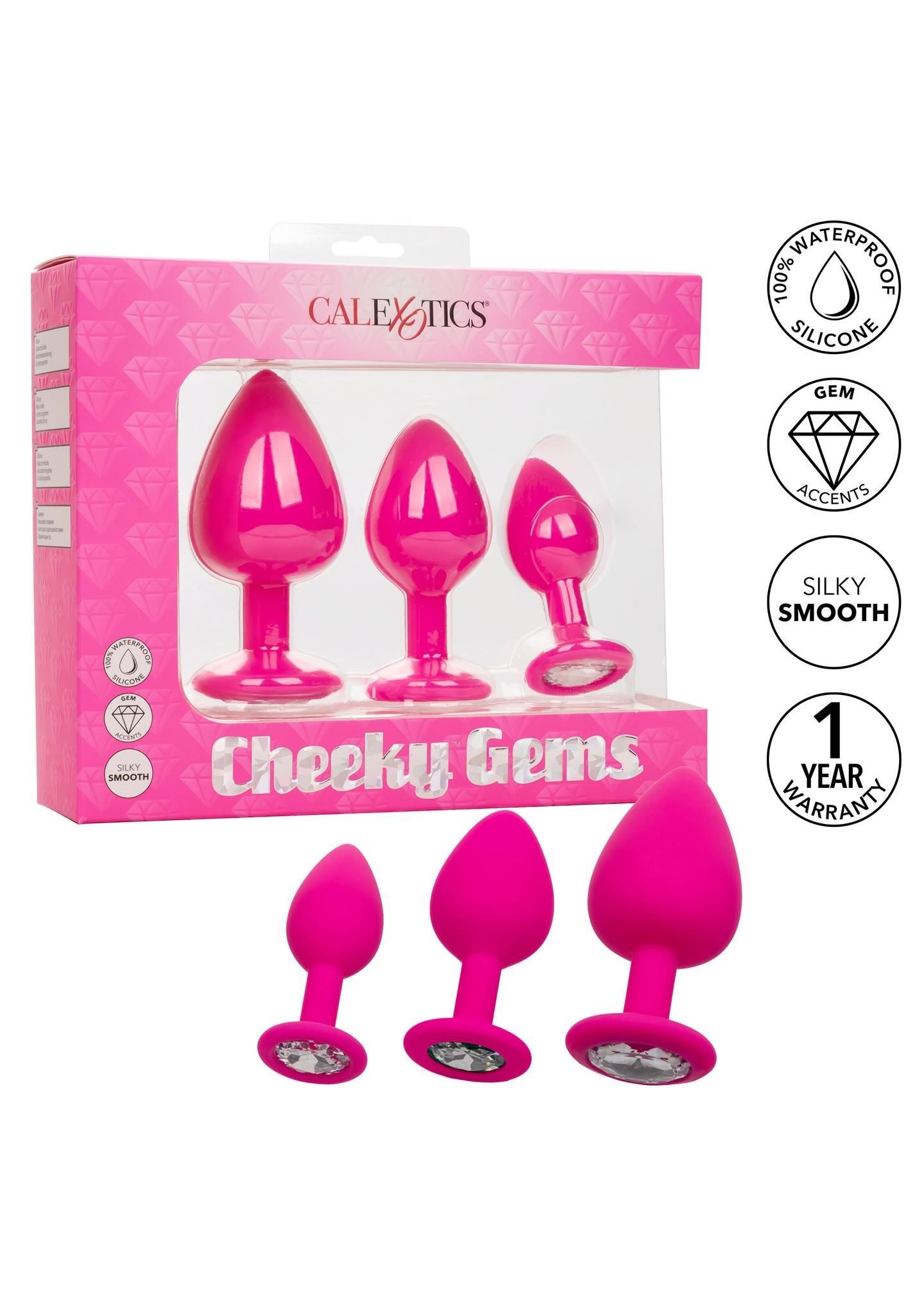 Набор анальных пробок Calexotics Cheeky Gems, 3 шт (розовый)