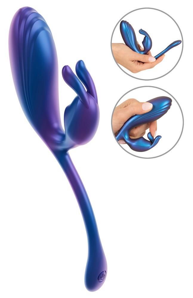 Wibrator Sweet Smile Flexible Double Bullet, 22.5 cm (niebieski)