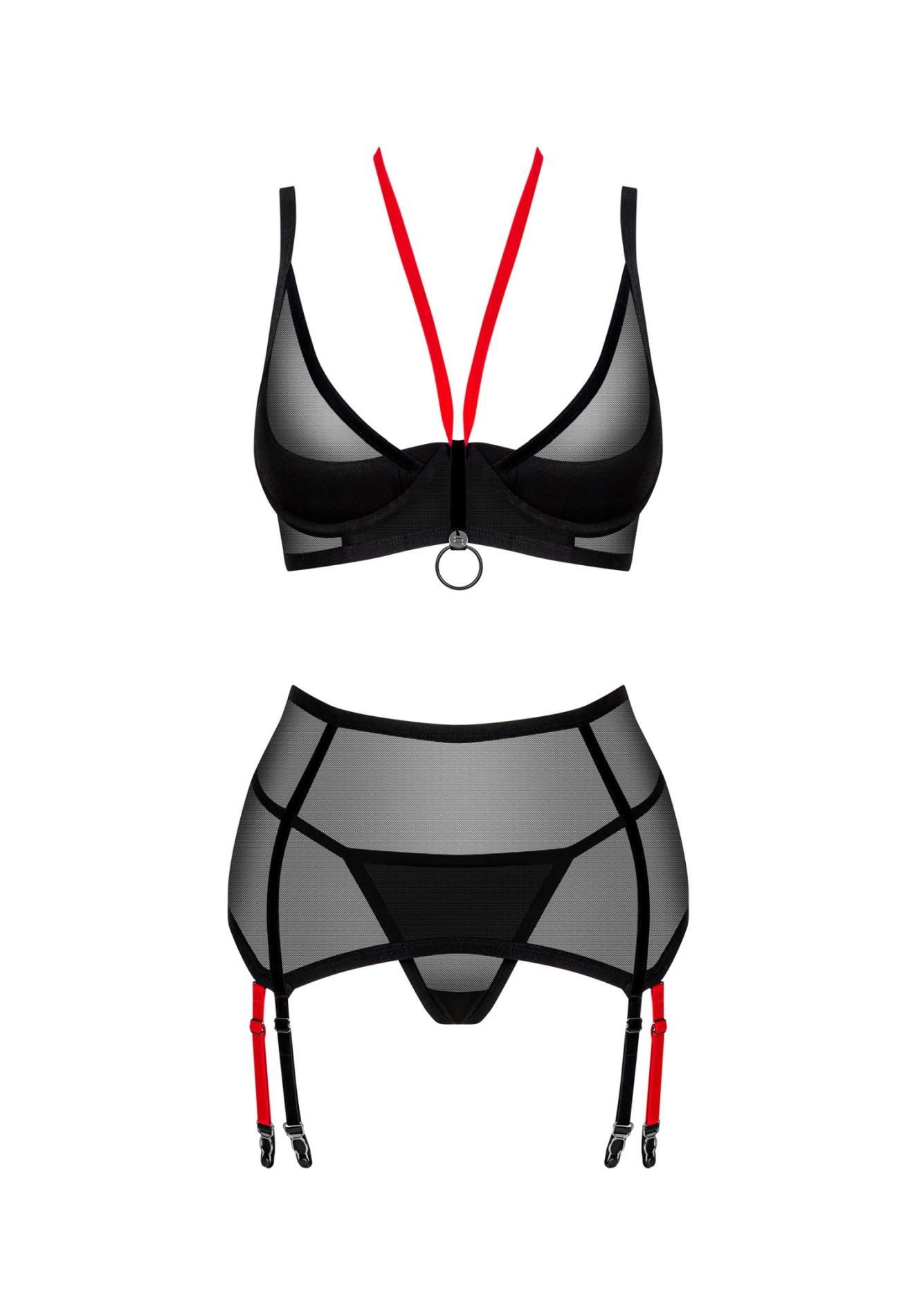 Комплект белья Obsessive Glandez 3-предмета, XS/S (черный)