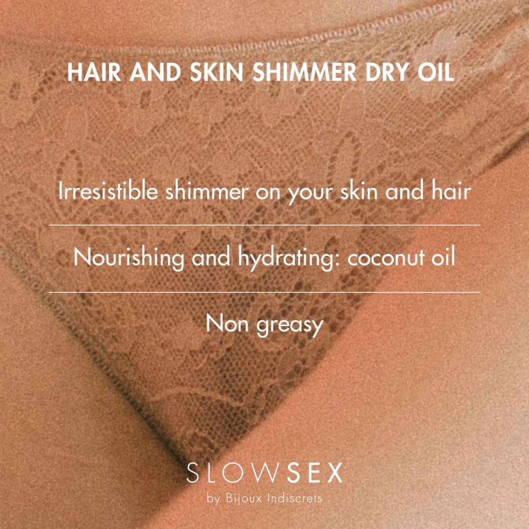 Bijoux Indiscrets Slow Sex Hair and Skin Shimmer Dry Oil - Olejek do ciała i włosów, Kokos, 30 ml