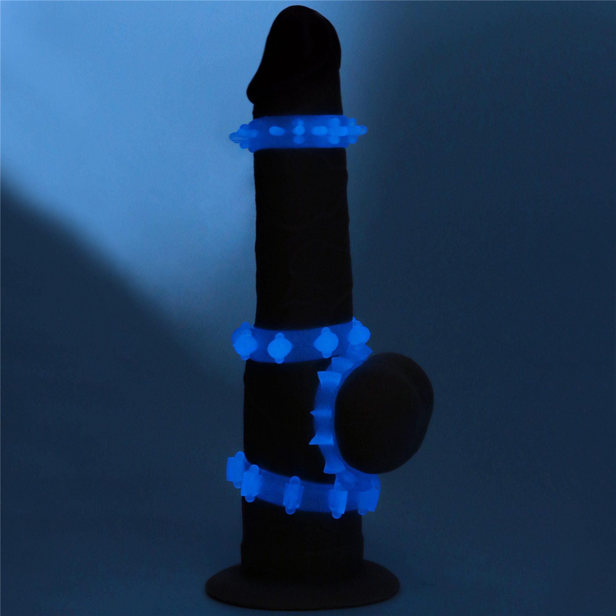 Набор эрекционных колец Lumino Play Penis Ring, 4 шт (голубой)