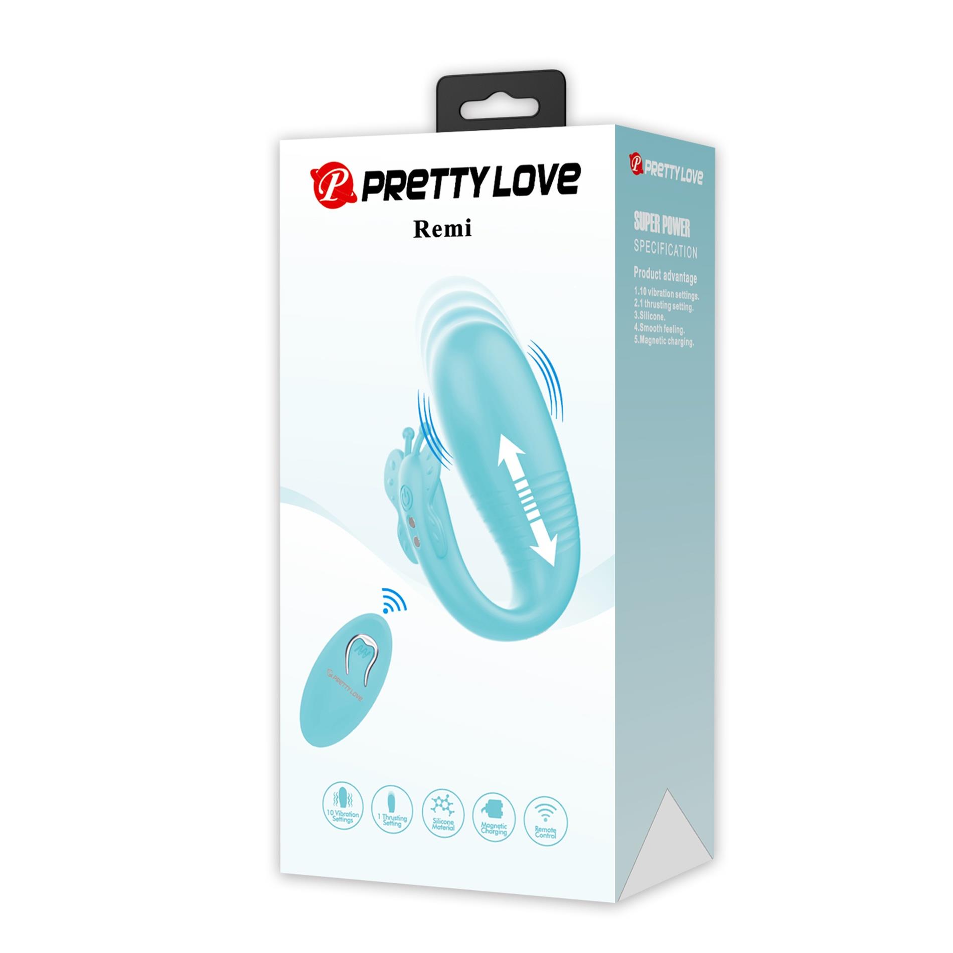Вибратор для пар Pretty Love Remi, 9.6 см (бирюзовый)