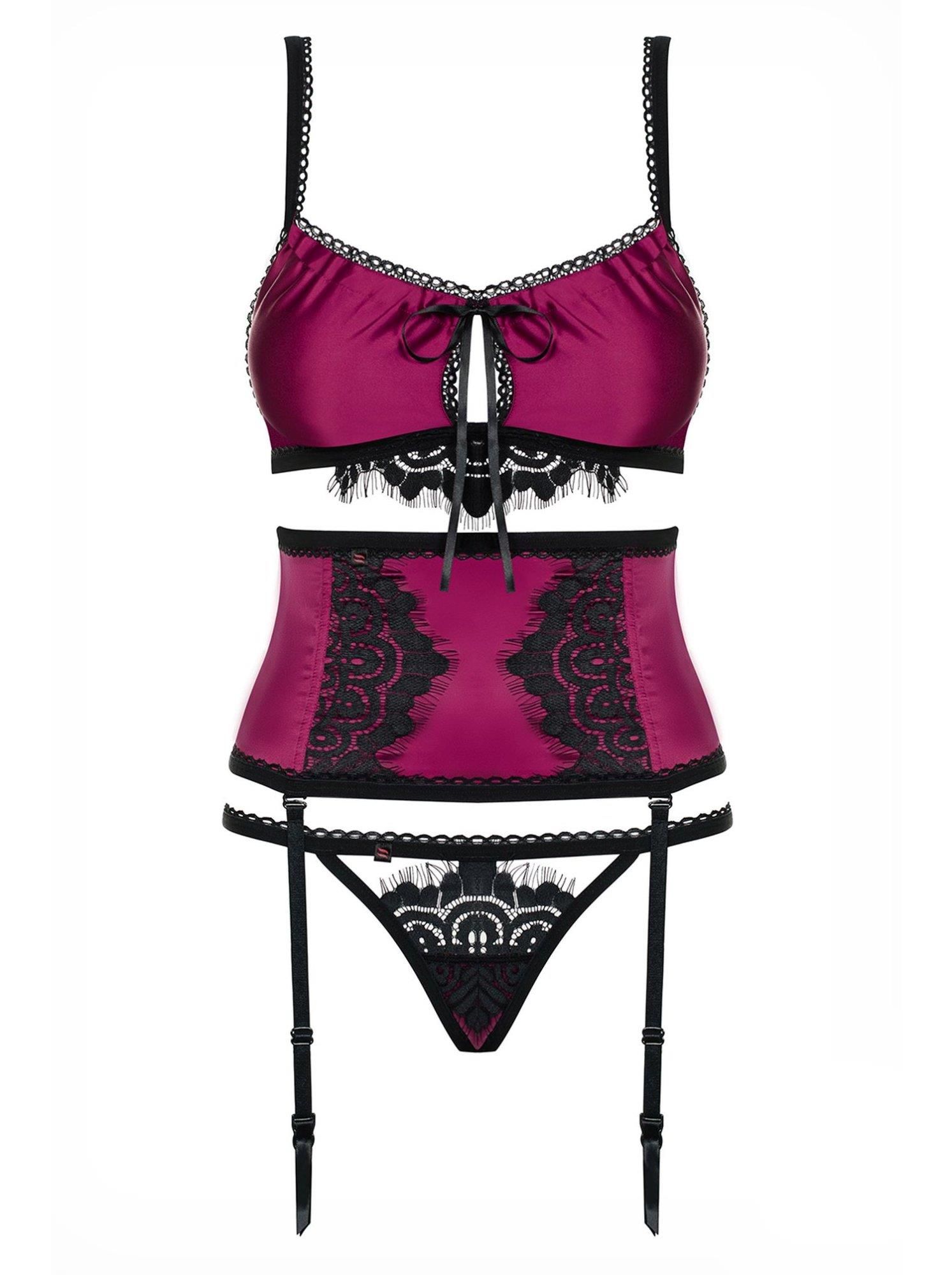 Комплект белья Obsessive 861-SEG-5 set, S/M (вишневый)