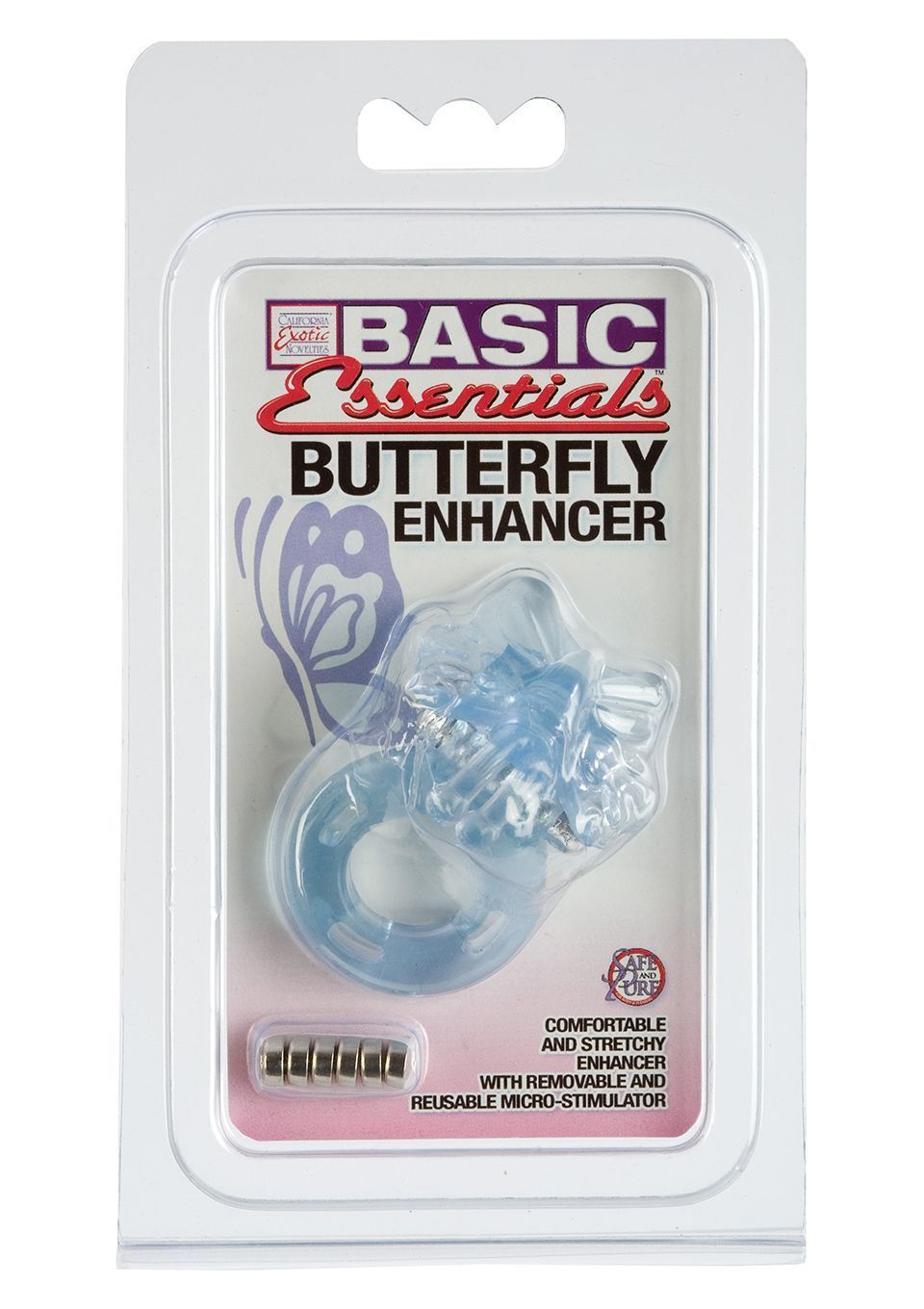 Эрекционное кольцо с вибрацией CalExotics Butterfly Enhancer, 6 см (голубой)