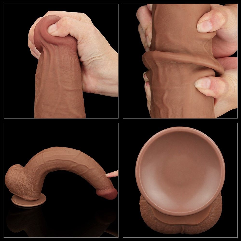 Фаллоимитатор LoveToy Sliding-Skin Dual Layer Dong King Sized, 34 см (коричневый)