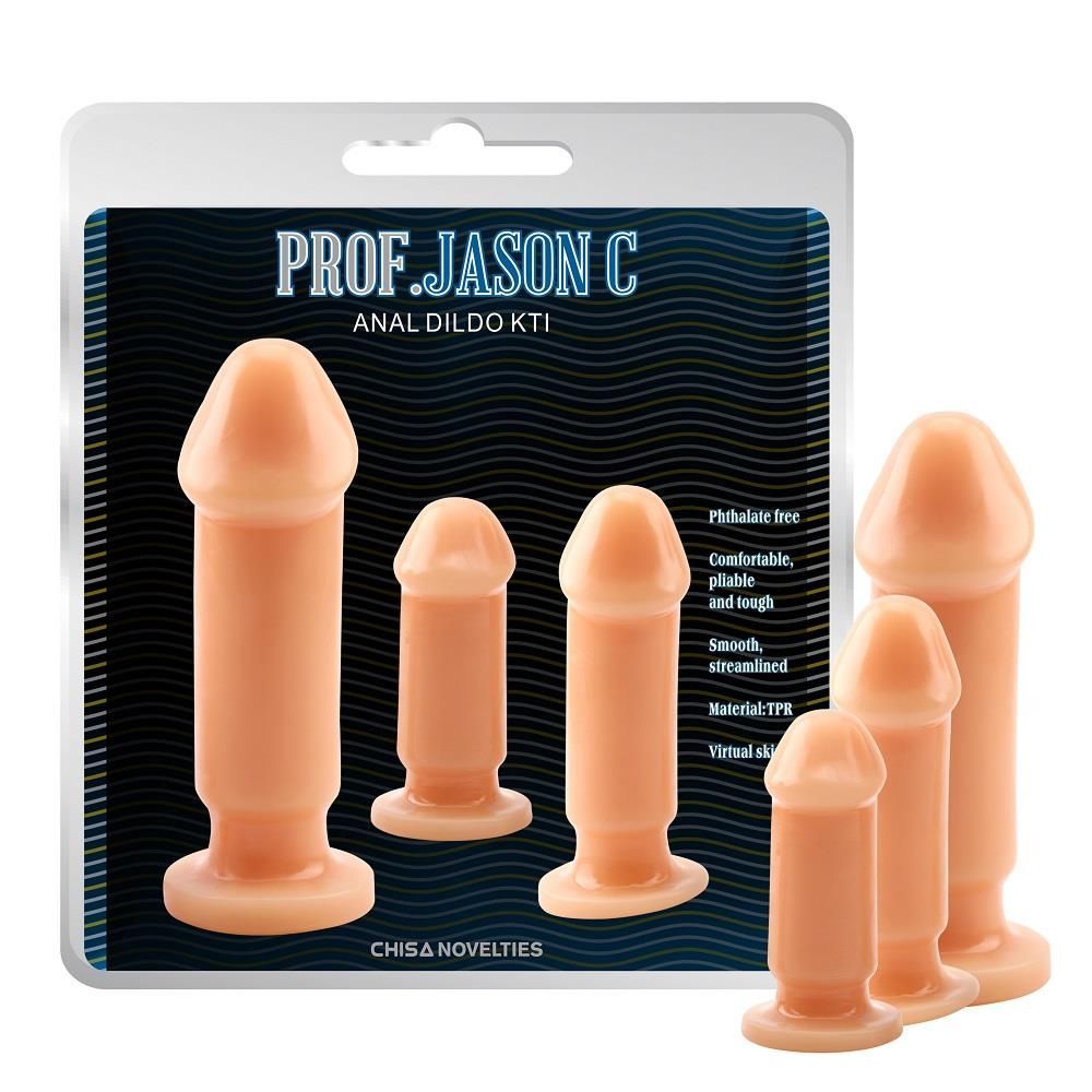 Набор анальных фаллоимитаторов Prof. Jason C Anal Dildo Kit, 3 шт (телесный)
