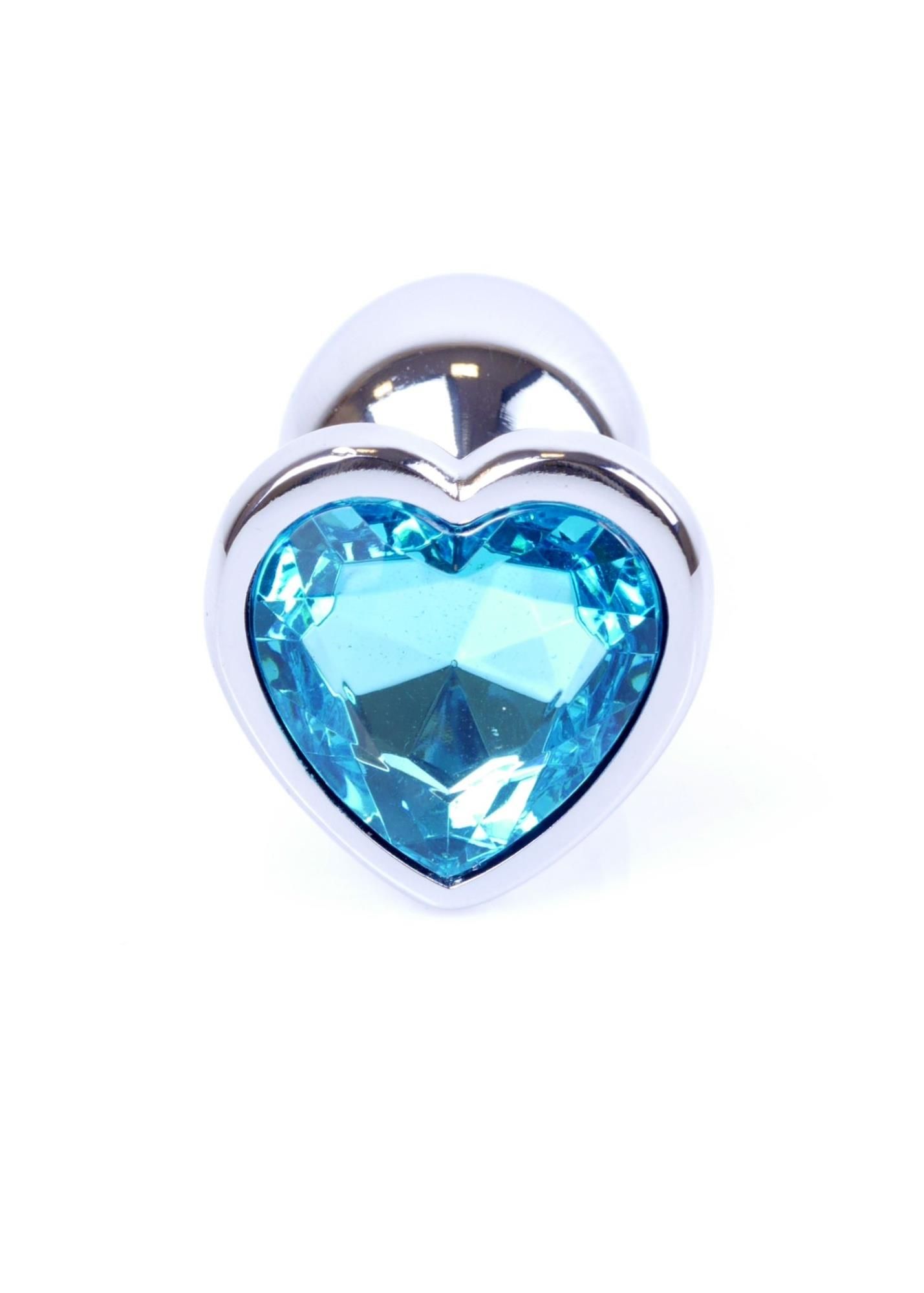 Korek analny B - Series HeavyFun Jewellery Silver Heart, 7 cm (niebieski)