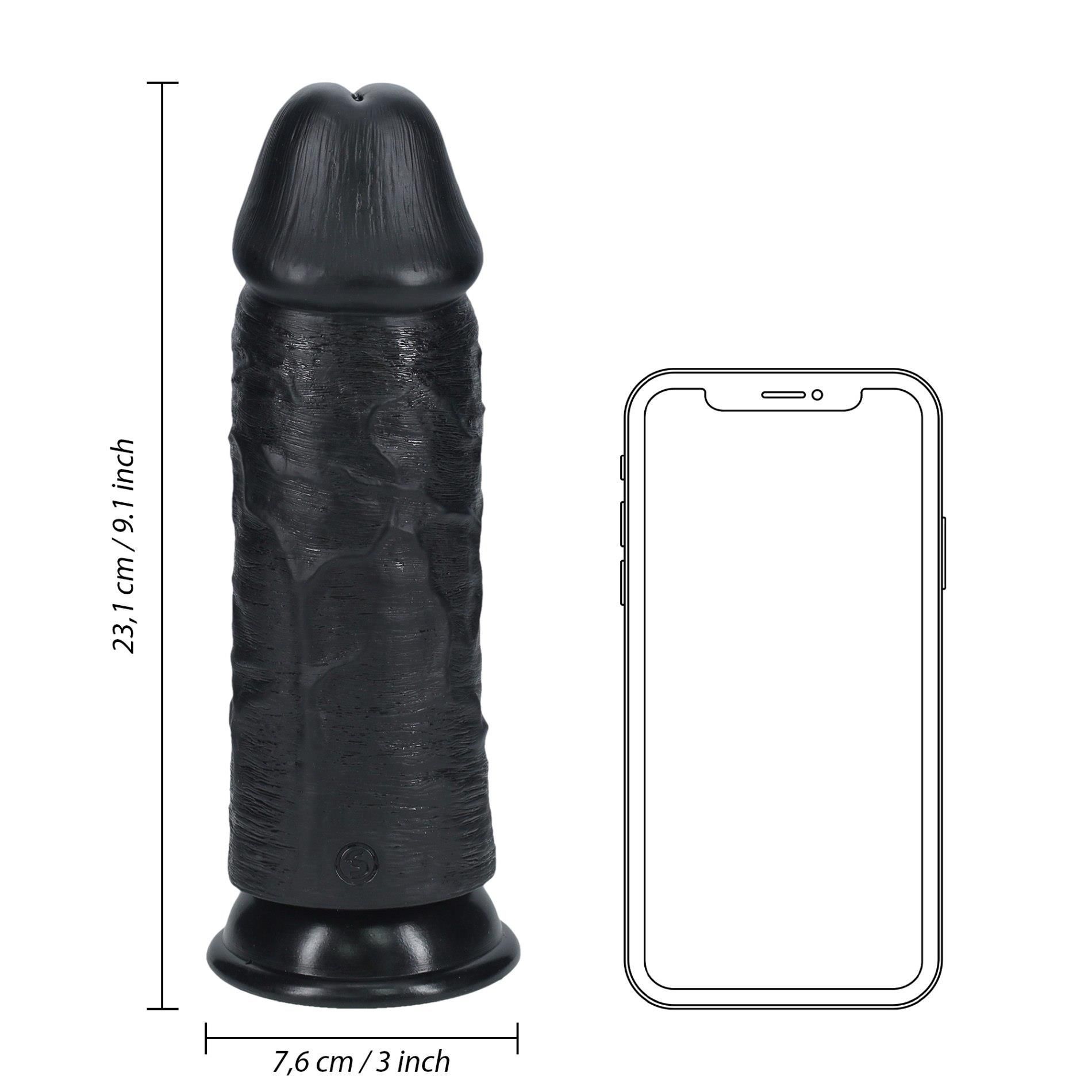 Фаллоимитатор RealRock Extra Thick No Balls 9", 23 см (черный)