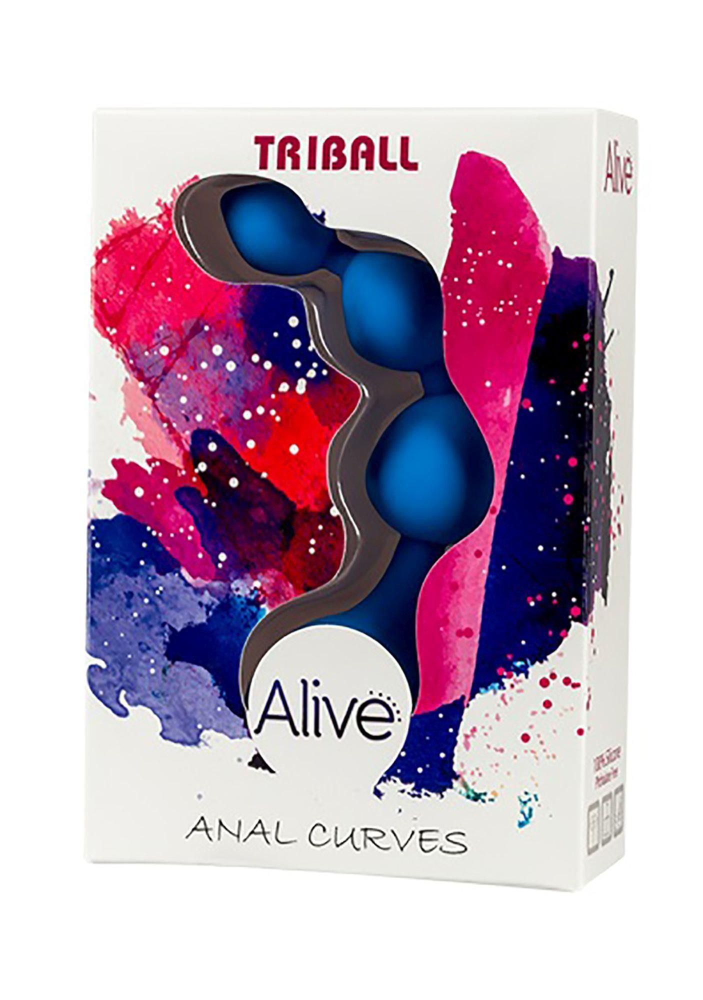 Анальные шарики Alive Triball Anal Curves, 15 см (синий)