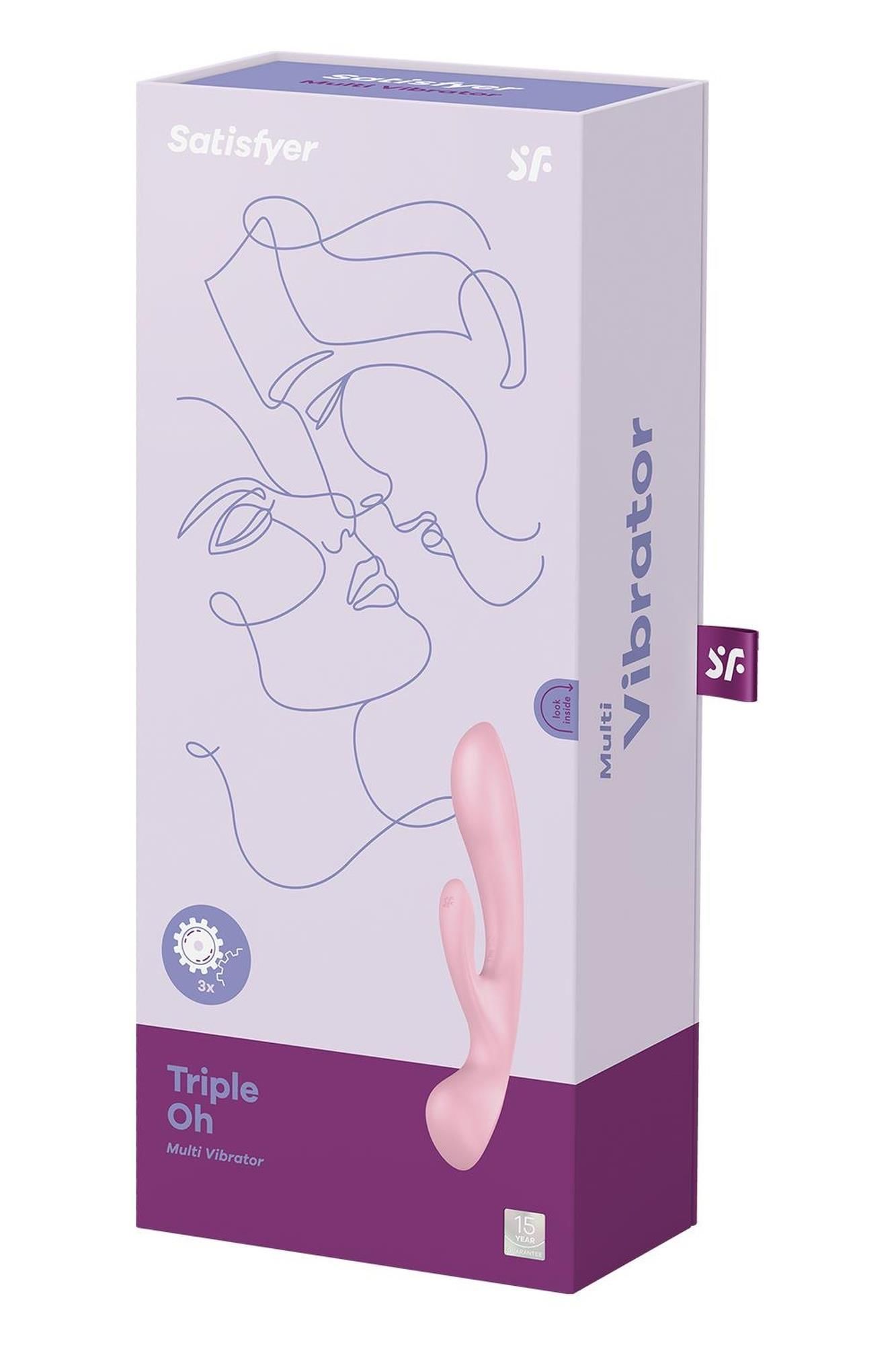 Wibrator królik Satisfyer Triple Oh, 24 cm (różowy)