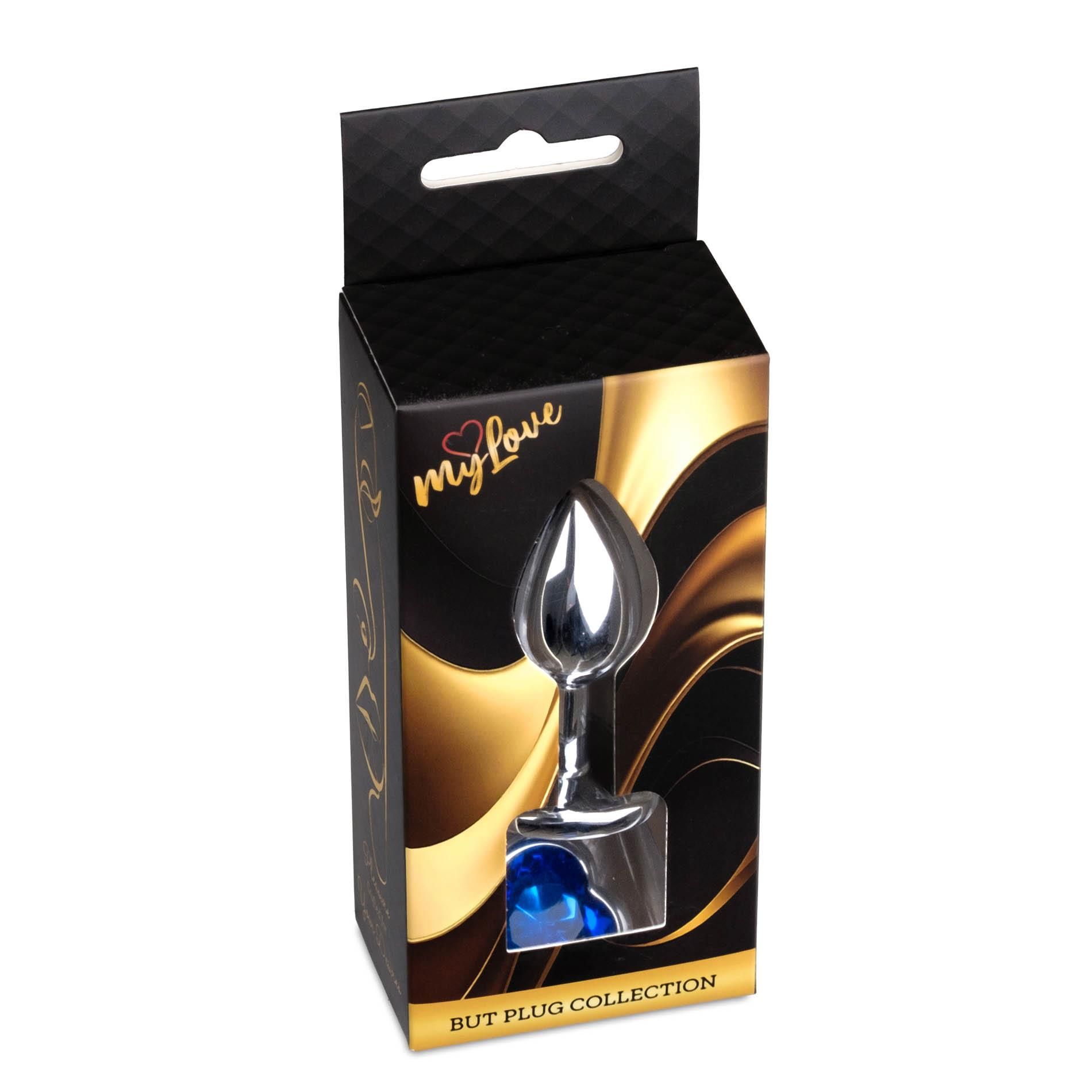 Анальна пробка MyLove Toys Jewellery Silver Heart Plug, 7 см (синій)