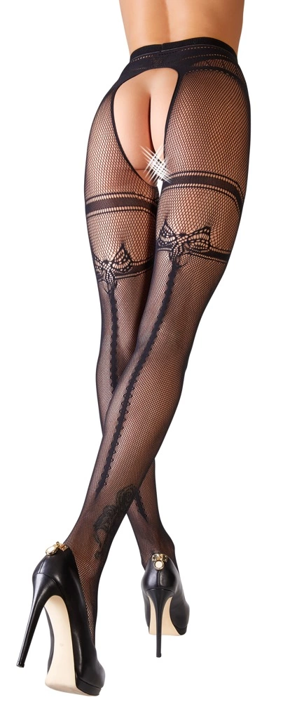 Колготки Cottelli Collection Crotchless Tights, L/XL (черный)