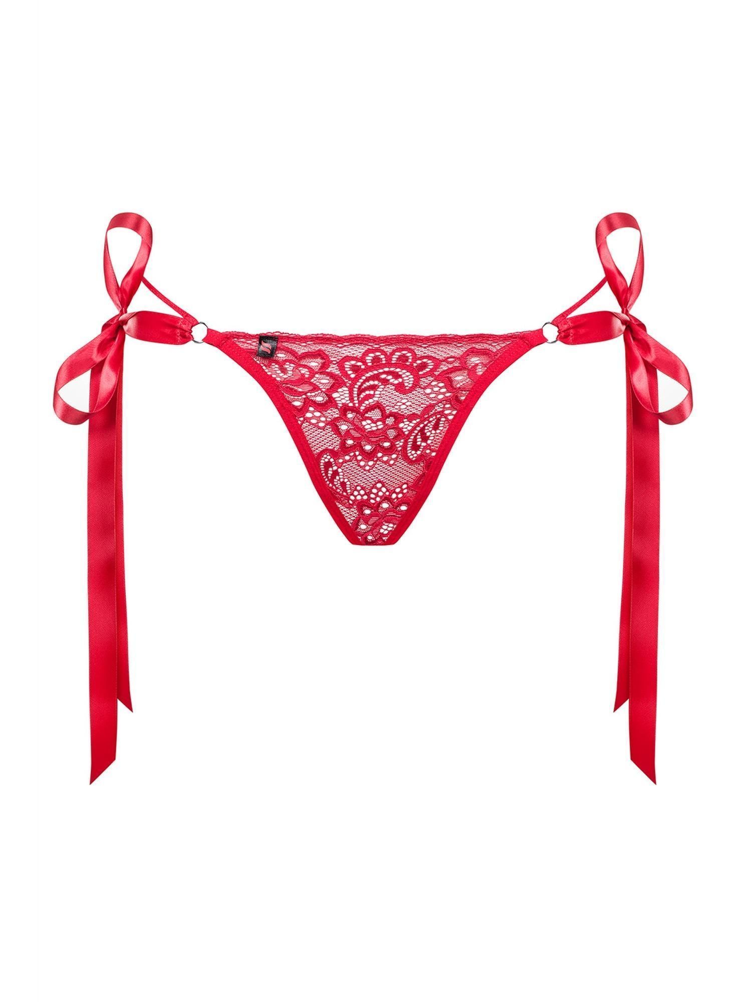 Эротические стринги Obsessive Lovlea, L/XL (красный)