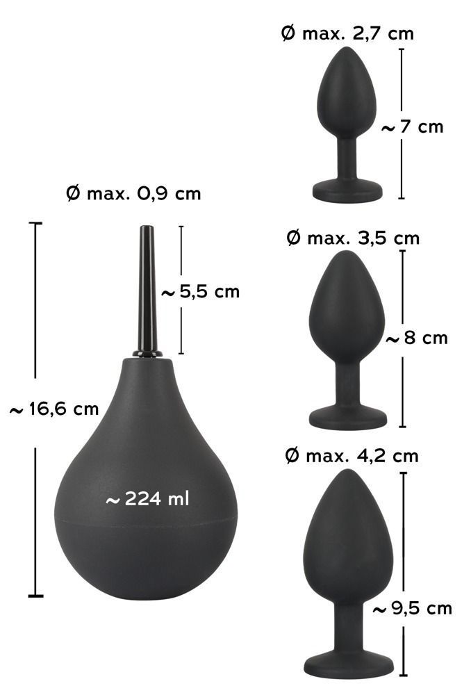 Набір для анальної стимуляції Orion Black Velvets Anal Kit, 4 шт (чорний)