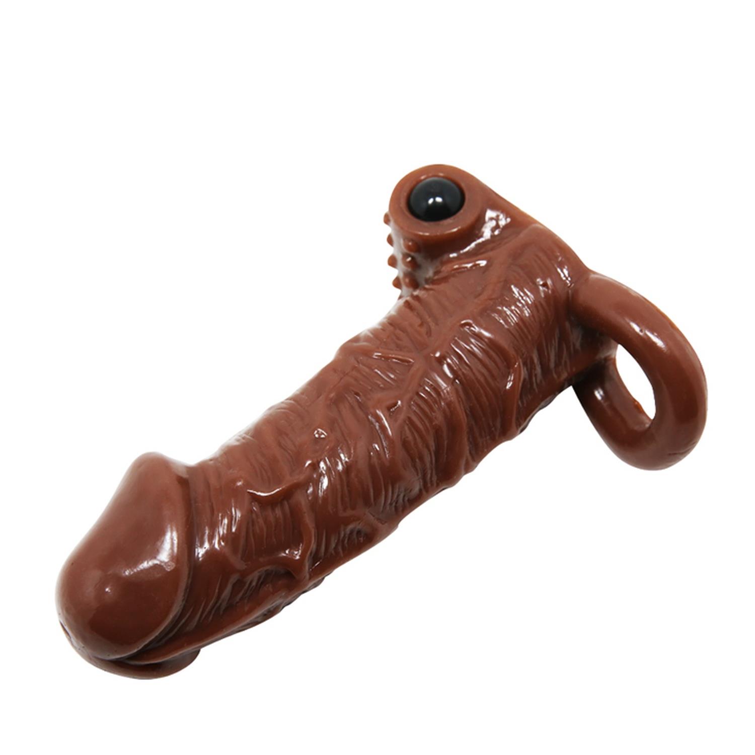 Насадка на пенис Brave Man Vibrating Penis Sleeve Flesh, 15 см (коричневый)