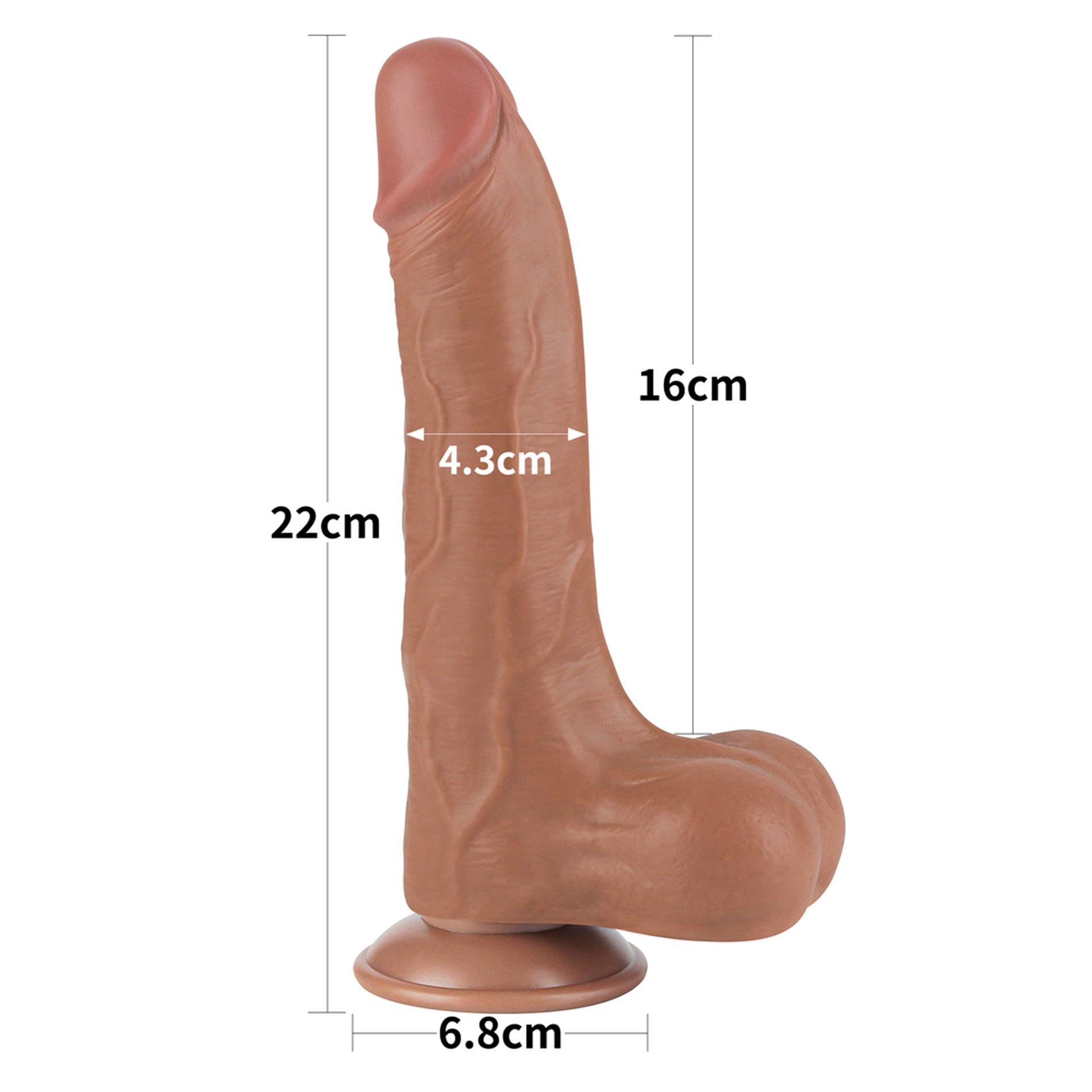 Dildo Lovetoy Sliding-Skin Dual Layer Dong 8.5'', 22 cm (brązowy)