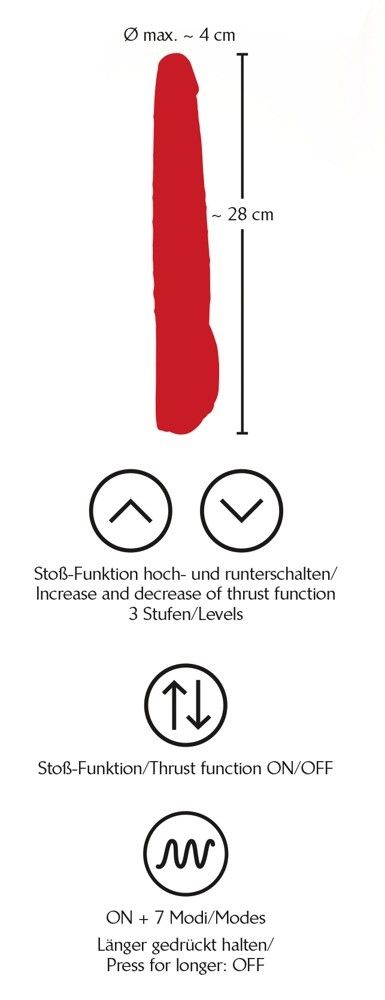 Вибратор Red Push, 19,5 см (красный)