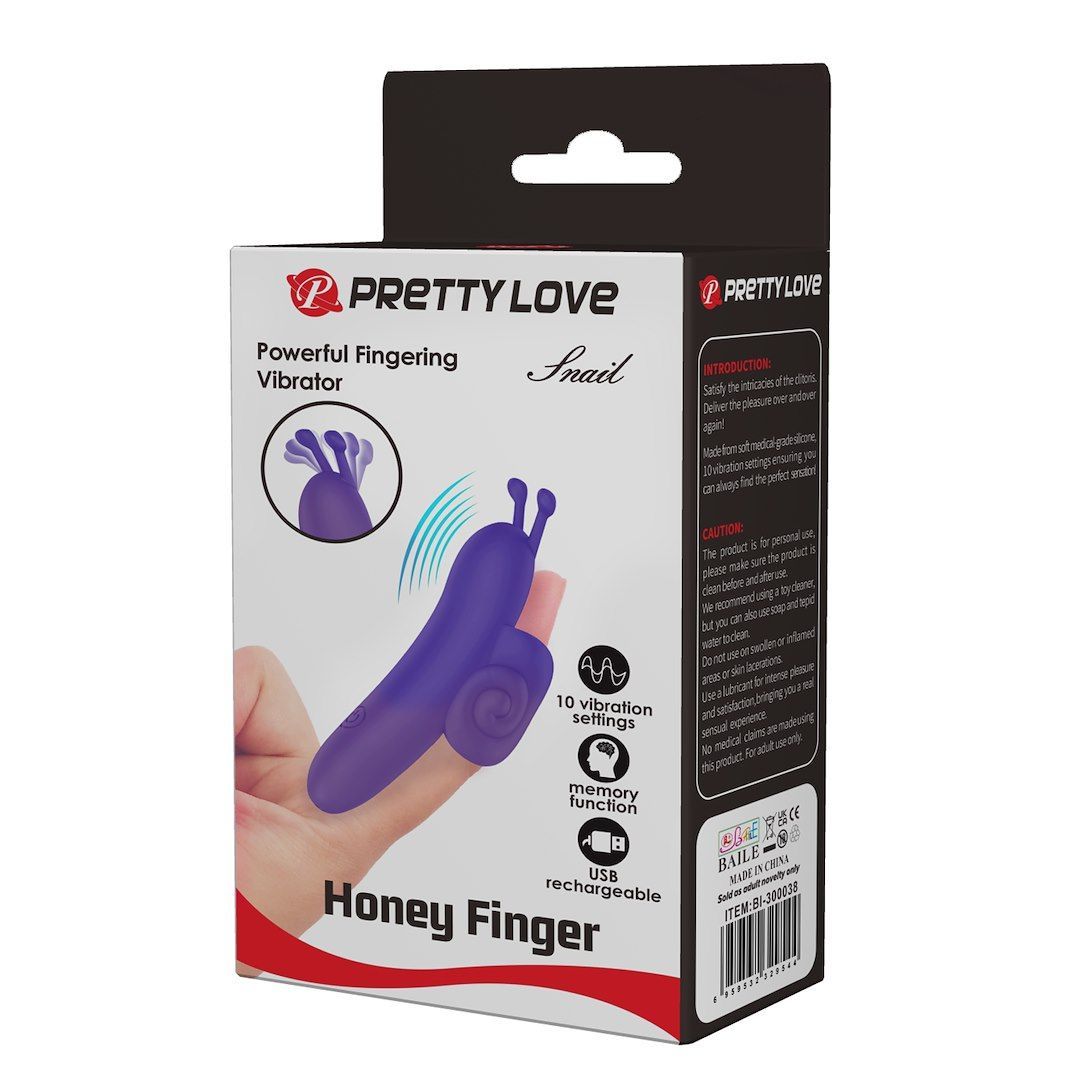 Pretty Love Snail Honey Finger - Wibrator na palec, Fioletowy, 10 cm