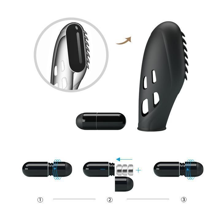 Wibrator na palec Pretty Love Gilo, 7,8 cm (czarny)