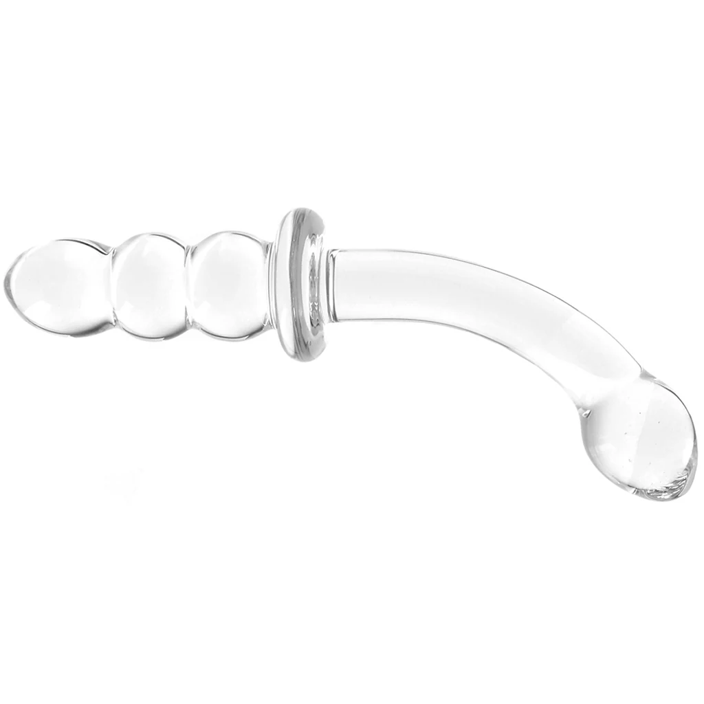 Двухсторонний фаллоимитатор G-Spot Glas Ribbed, 20.3 см (прозрачный)