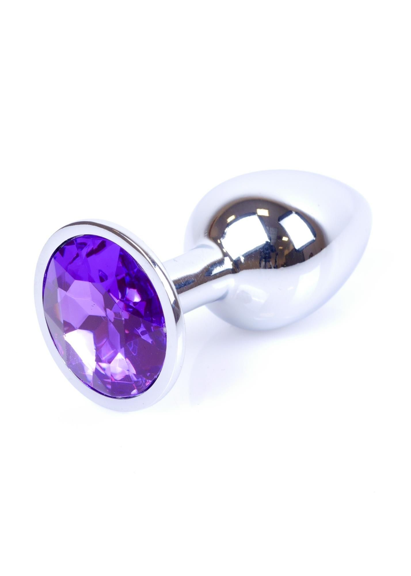 Металева анальна пробка з кристалом Boss Jewellery, 7 см (фіолетовий)