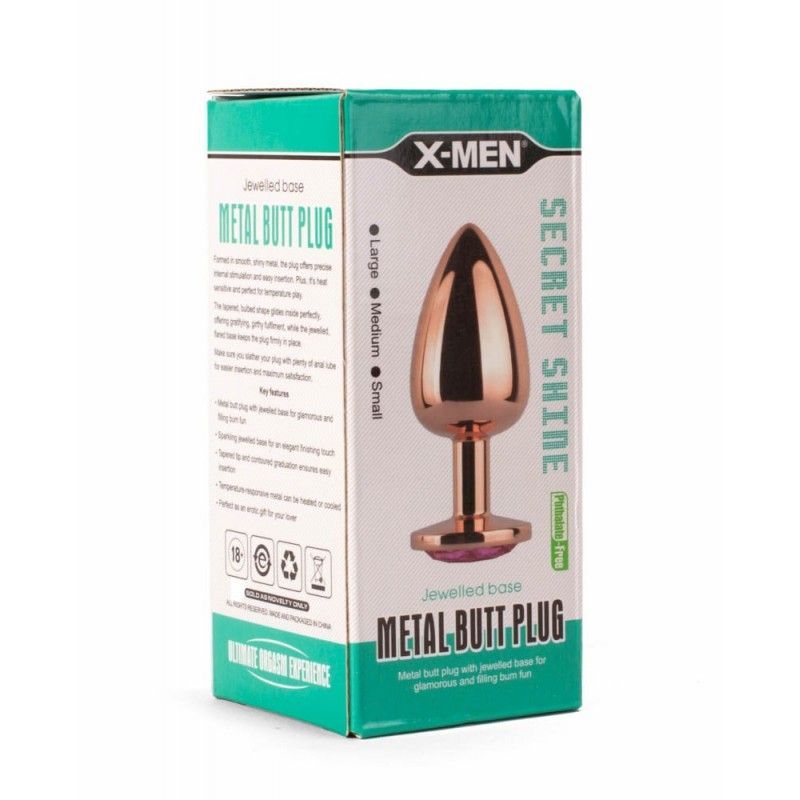 Korek analny z kryształem X-Men Secret Shine Pink Jewell, 8,2 cm (różowy)
