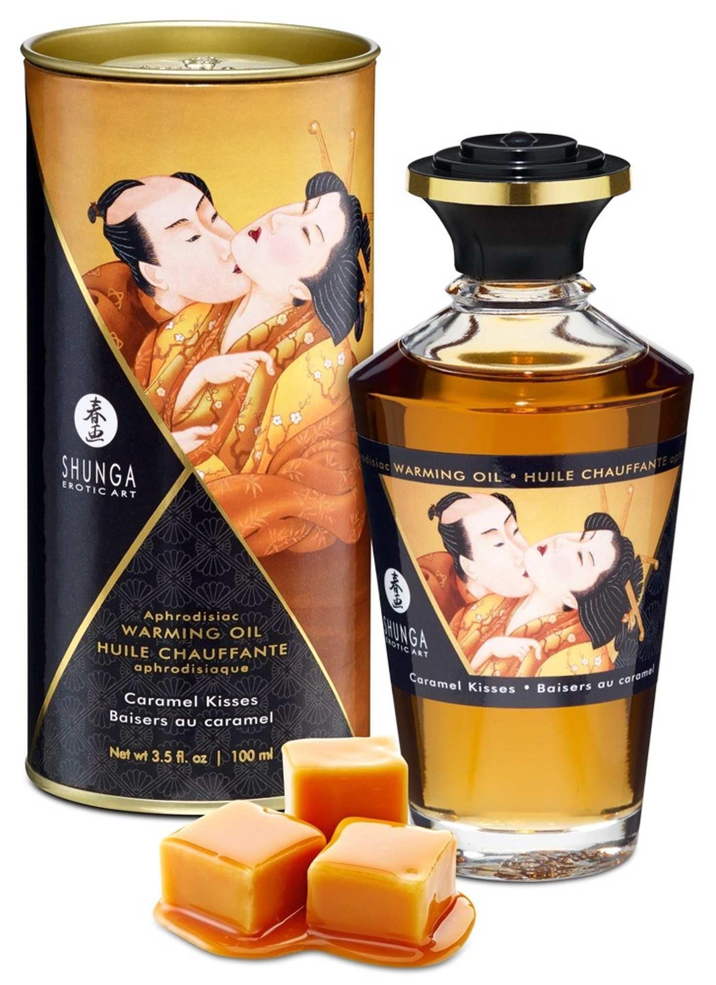 Rozgrzewający olejek do masażu Shunga Aphrodisiac karmel, 100 ml
