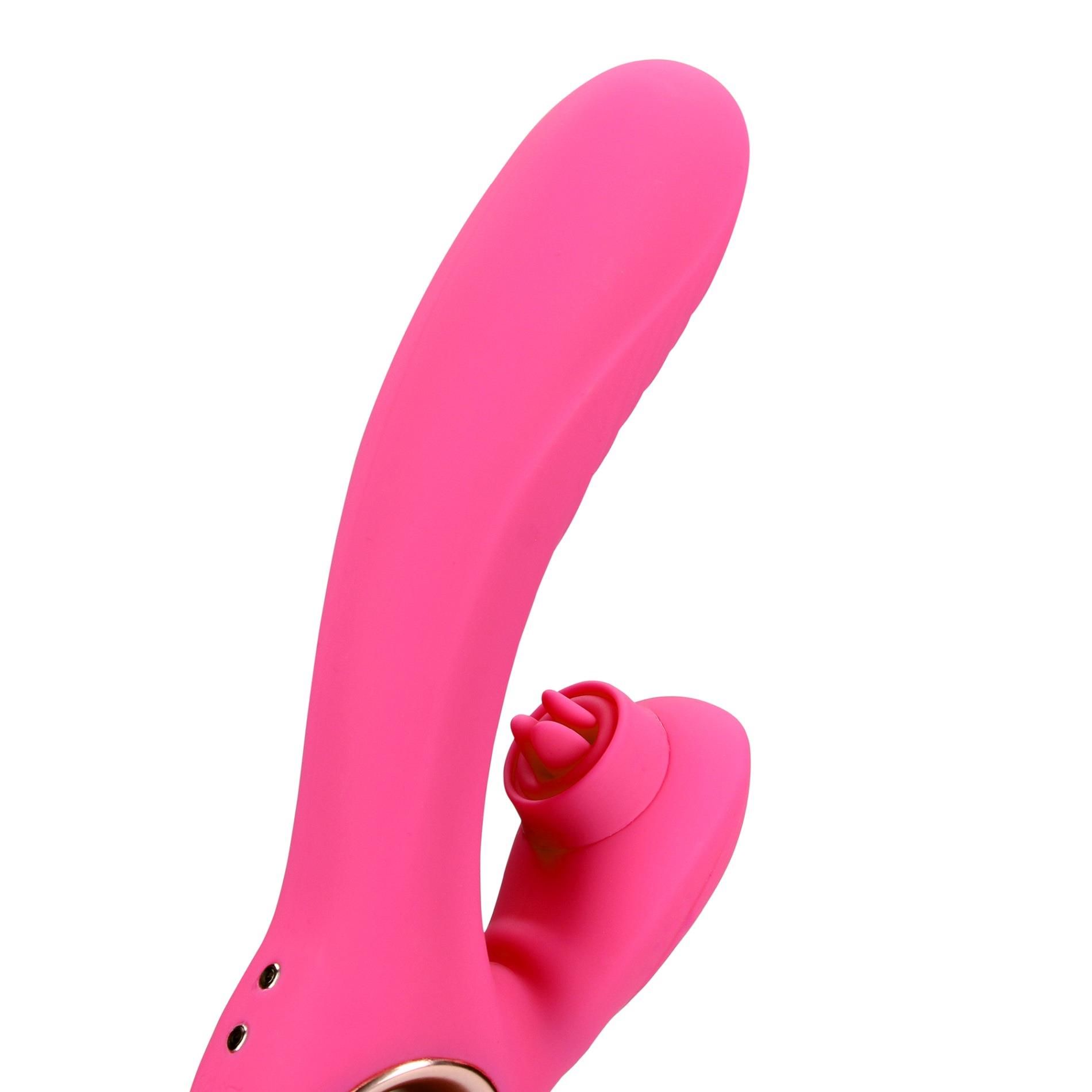 Вибратор-кролик Loveline Tongue Flickering and Heating, 21,5 см (розовый)