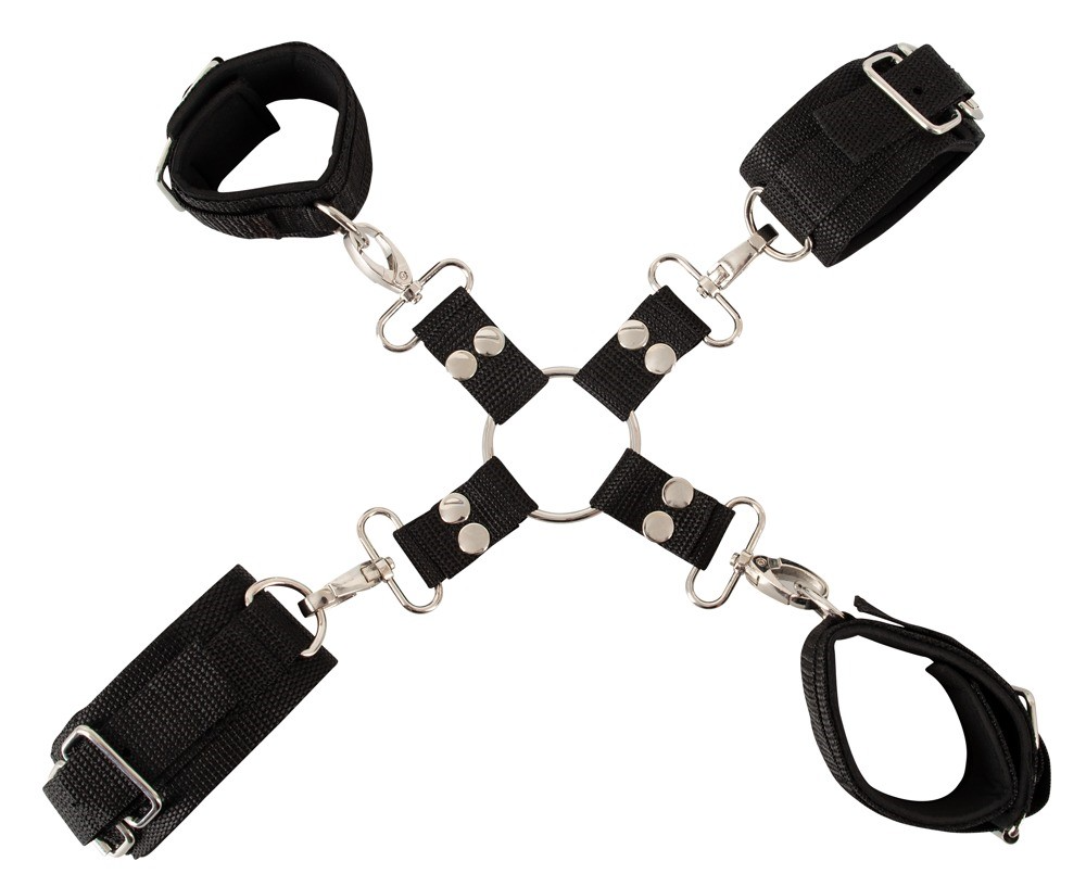 Фіксатори з наручниками Pipedream Heavy-Duty Hogtie Kit (чорний)
